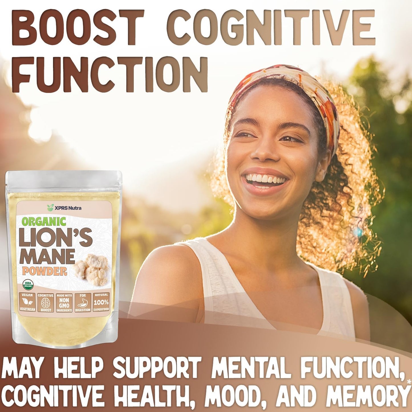 Organic Lion's Mane Mushroom Powder for Mental Clarity, Cognition, and Immunity - Vegan-Friendly - 16 oz - BoostGo Australia