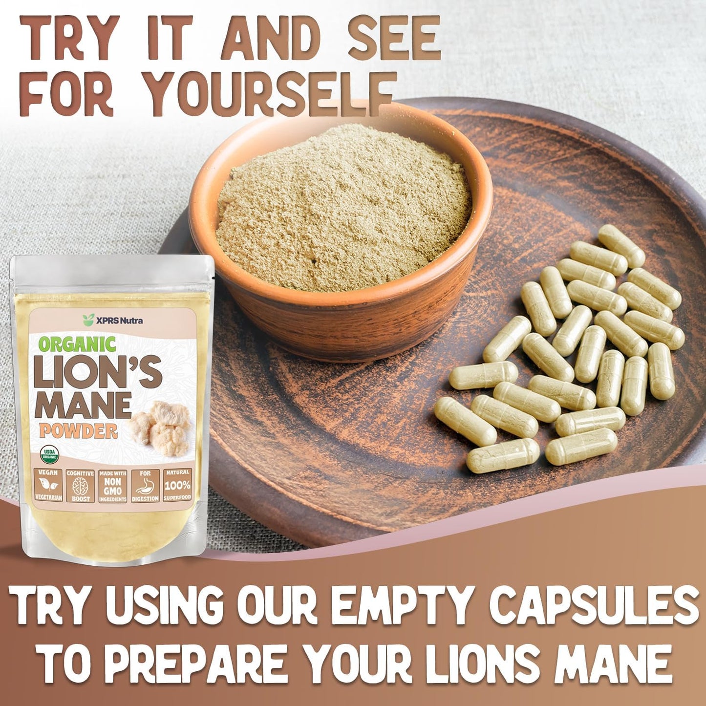 Organic Lion's Mane Mushroom Powder for Mental Clarity, Cognition, and Immunity - Vegan-Friendly - 16 oz - BoostGo Australia