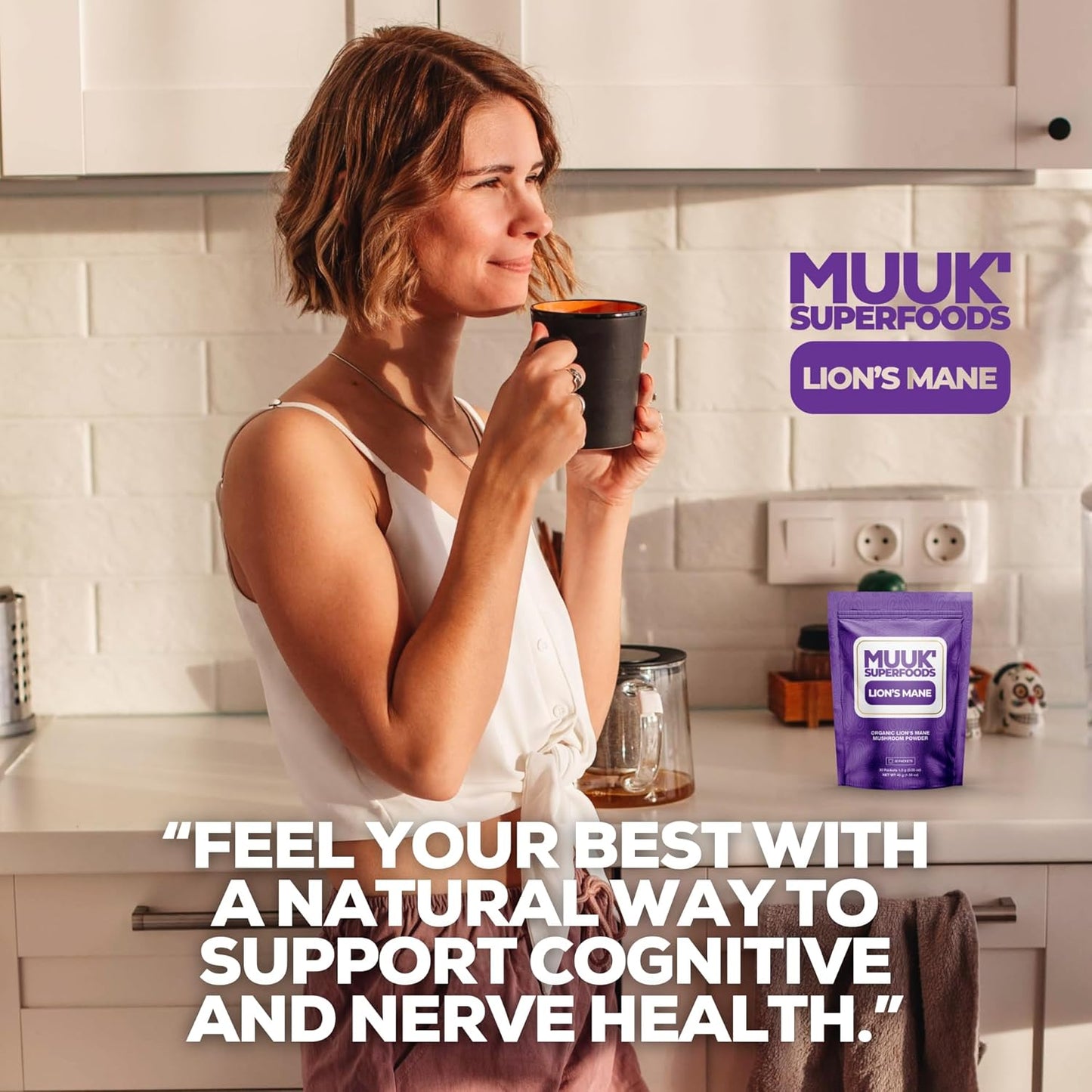Organic Lion's Mane Mushroom Powder Packets for On-The-Go Convenience | 30 Sachets by Muuk Superfoods