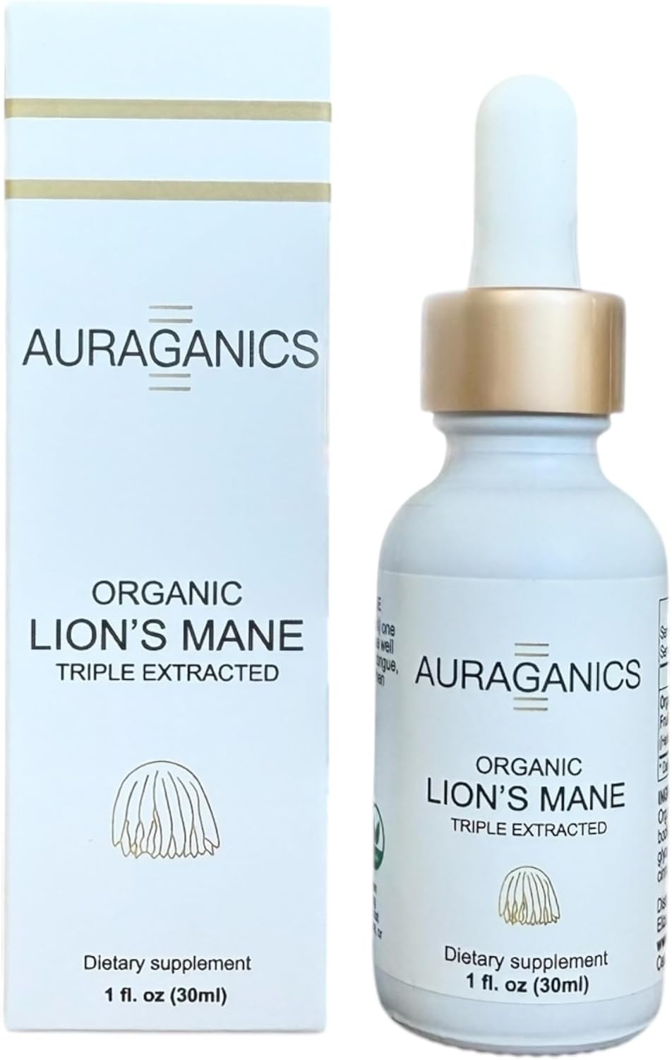 Organic Lion's Mane Mushroom Tincture for Focus and Memory | Triple Extracted Fruiting Body | USA Grown | Certified Organic | Cinnamon Flavor | 1 Month Supply