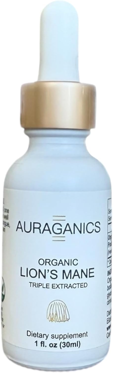 Organic Lion's Mane Mushroom Tincture for Focus and Memory | Triple Extracted Fruiting Body | USA Grown | Certified Organic | Cinnamon Flavor | 1 Month Supply