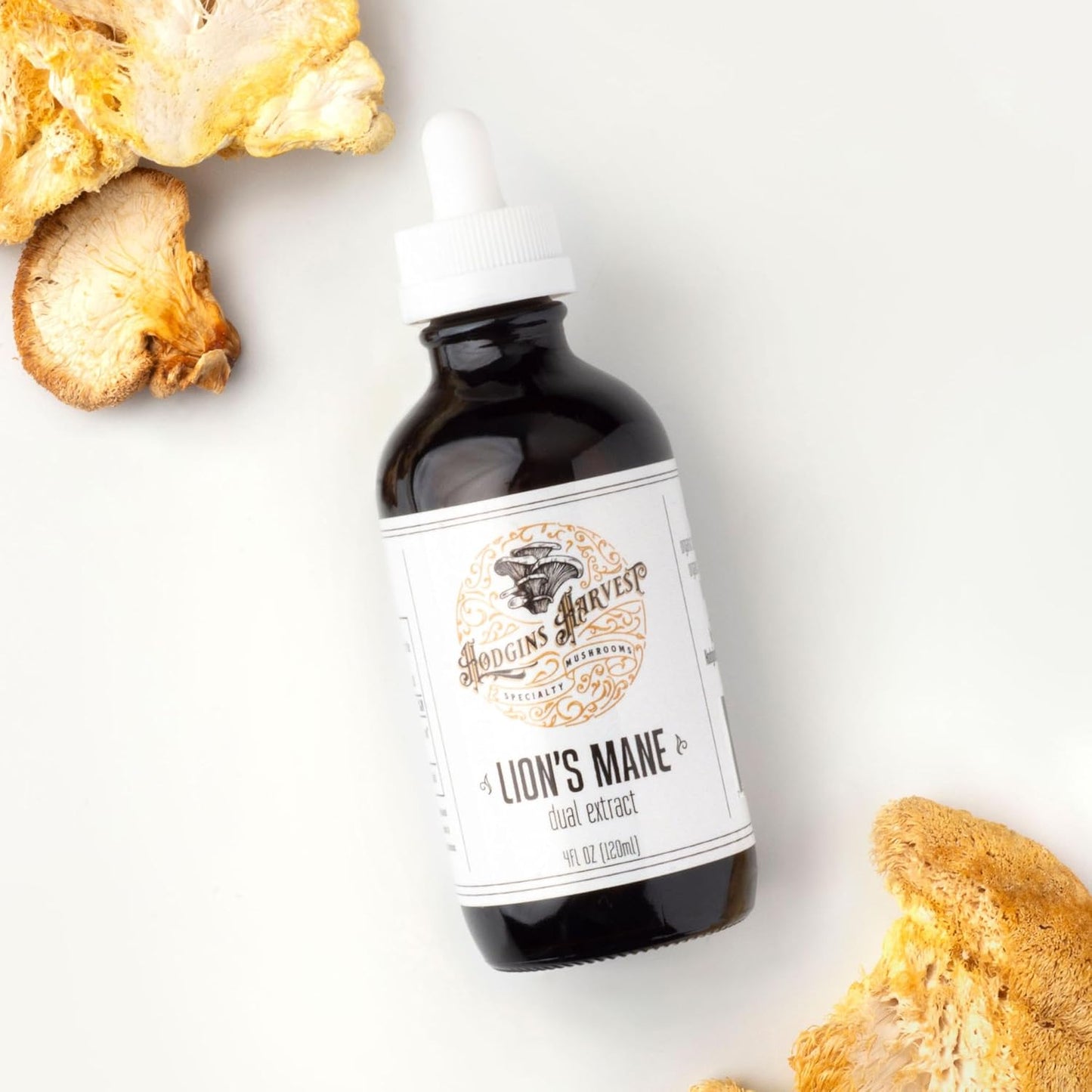 Organic Lion's Mane Tincture | Dual Extract | Extra-Concentrated | Grown in USA | Hodgins Harvest (4 fl oz)