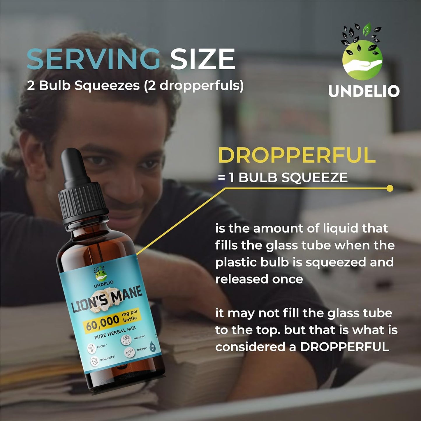 Organic Lions Mane Tincture for Memory, Focus & Immune Support - Vegan Mushroom Supplement - 2 Fl oz Bottle