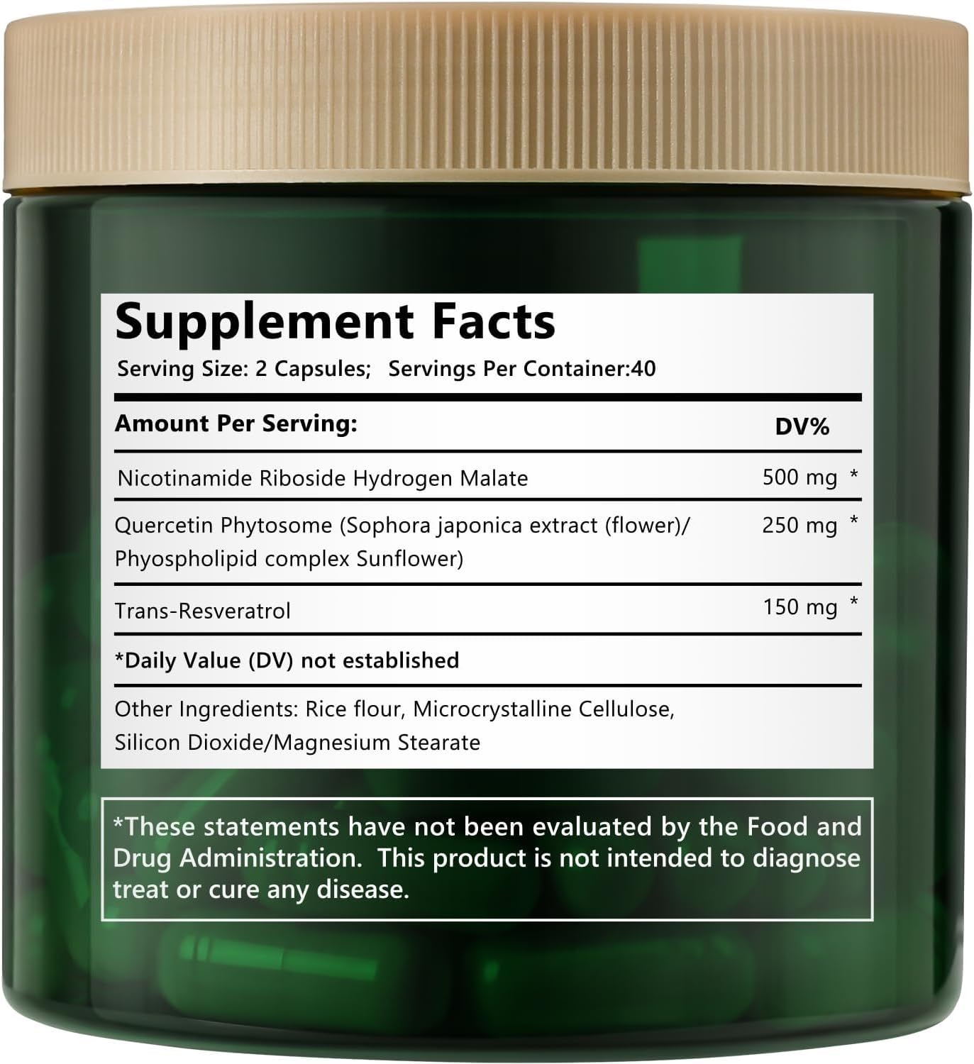 Organic Liposomal NAD+ Supplement with 900mg Nicotinamide Riboside, Resveratrol, Quercetin - 80 Capsules for Anti-Aging, Energy, Focus