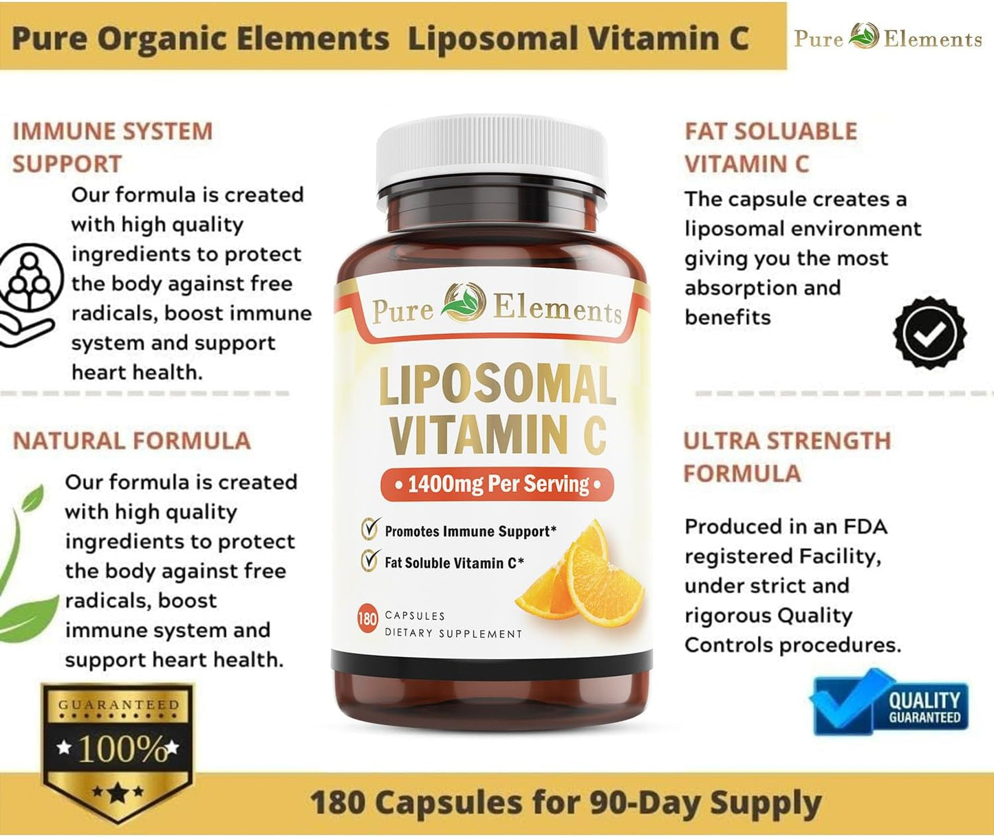 Organic Liposomal Vitamin C Capsules - Non GMO, Soy & Gluten Free Dietary Supplement