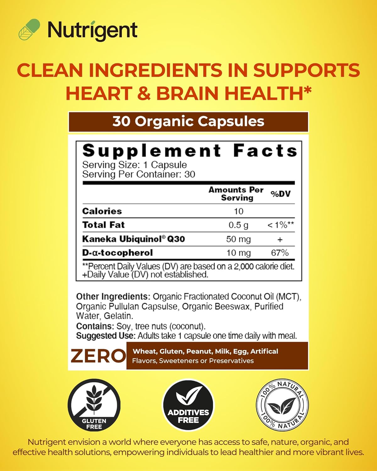 Organic Liquid Filled CoQ10 Capsules - High Absorption Ubiquinol Supplement for Heart Health and Energy, 30 Count