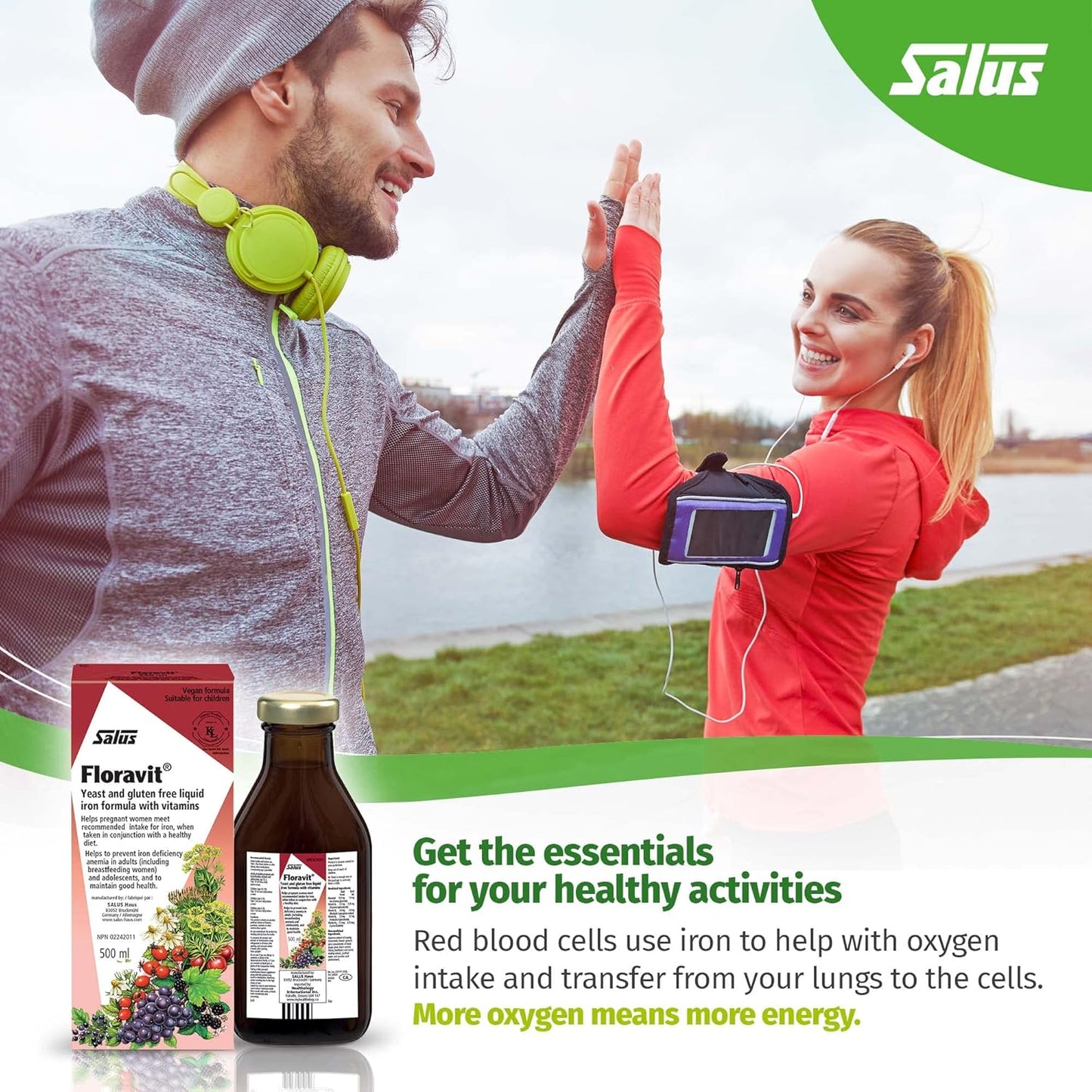 Organic Liquid Iron and Vitamin Supplement for Women, Men, and Kids - Gluten-Free, Non-GMO (500ml)