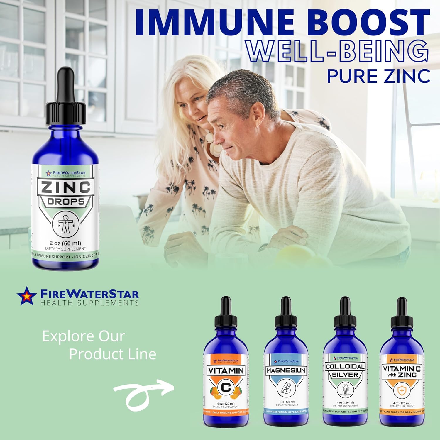 Organic Liquid Zinc Drops - Immune Support Supplement for Adults & Kids - Non-GMO, Vegan - 45mg - Boost Immunity, Healthy Skin, Wellness