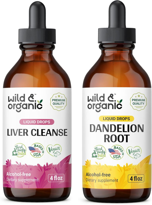Organic Liver Cleanse and Dandelion Root Tincture Combo - 4 fl oz Each
