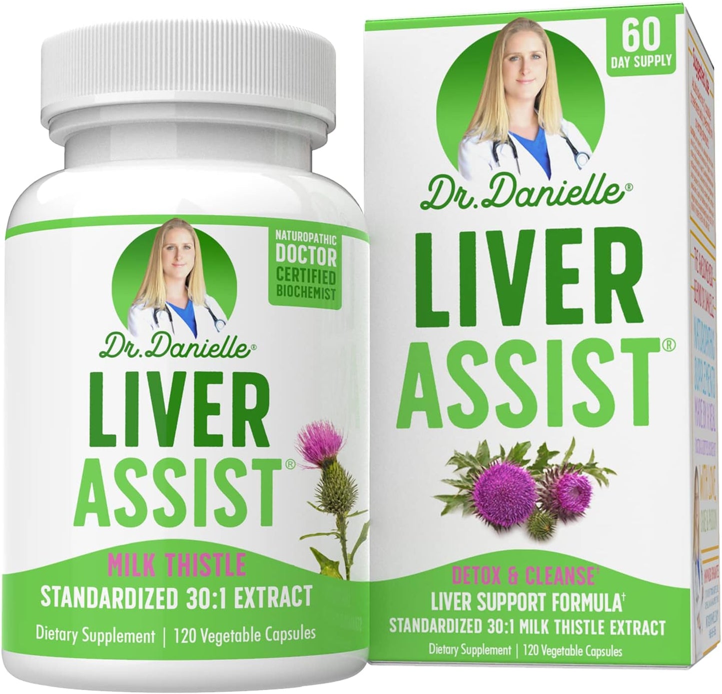 Organic Liver Cleanse Detox & Support with Milk Thistle - Doctor Danielle Liver Supplements - Detox Cleanse Repair for Men and Women - 120 Capsules