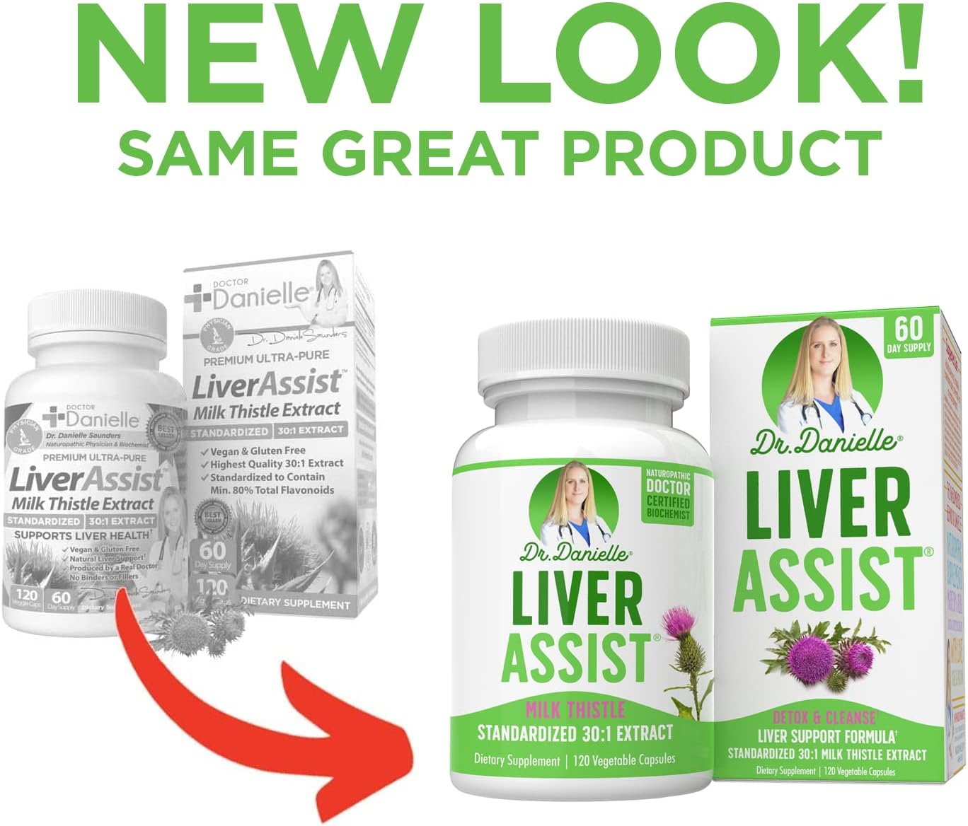Organic Liver Cleanse Detox & Support with Milk Thistle - Doctor Danielle Liver Supplements - Detox Cleanse Repair for Men and Women - 120 Capsules
