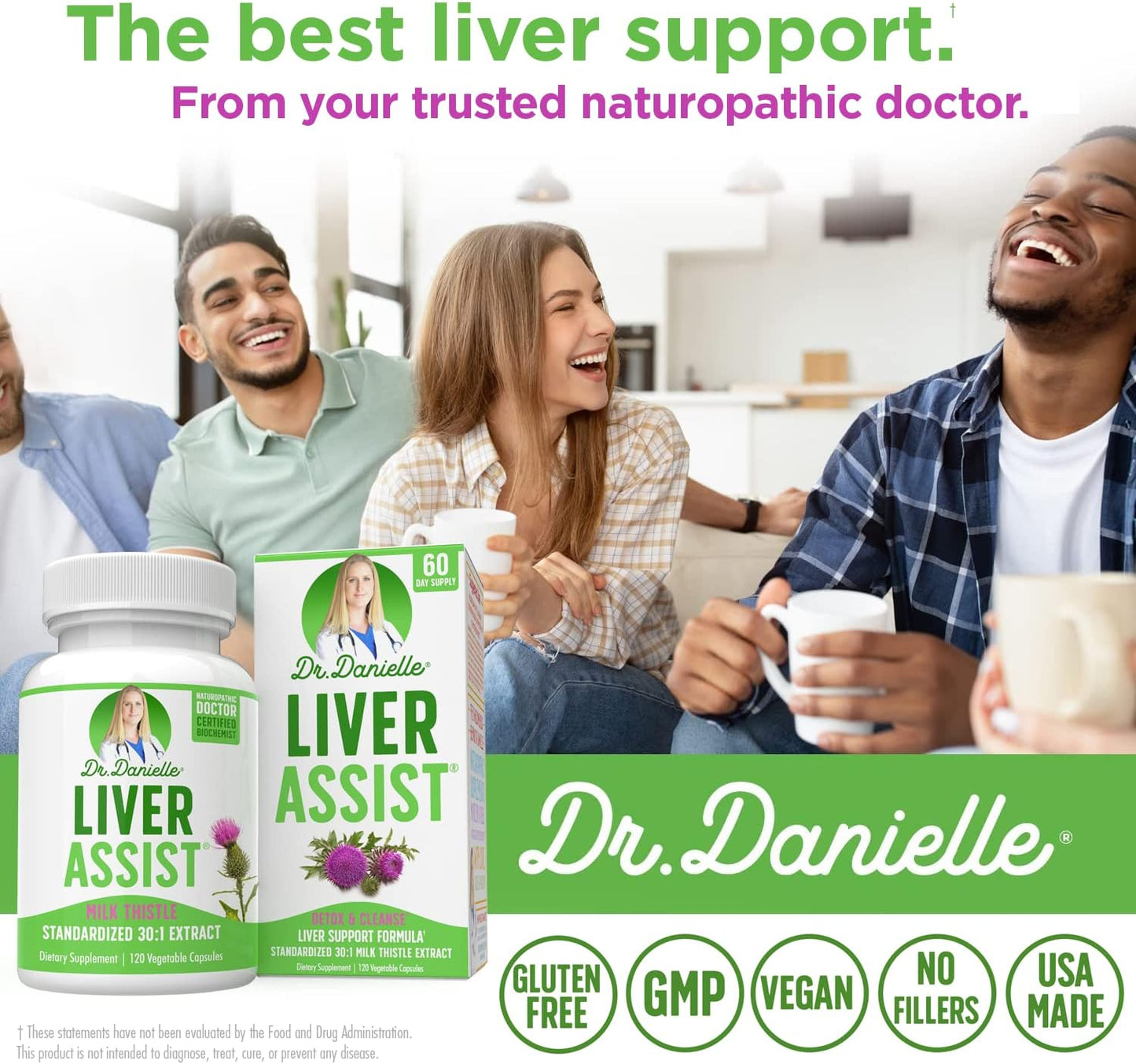 Organic Liver Cleanse Detox & Support with Milk Thistle - Doctor Danielle Liver Supplements - Detox Cleanse Repair for Men and Women - 120 Capsules