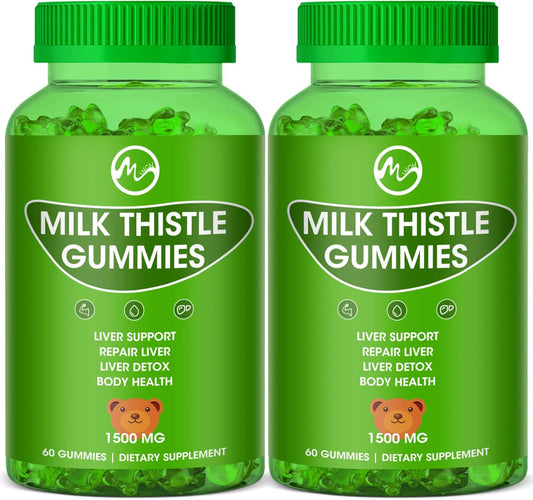 Organic Liver Detox Gummies with Milk Thistle - 120 Count Liver Cleanse Supplements for Men & Women
