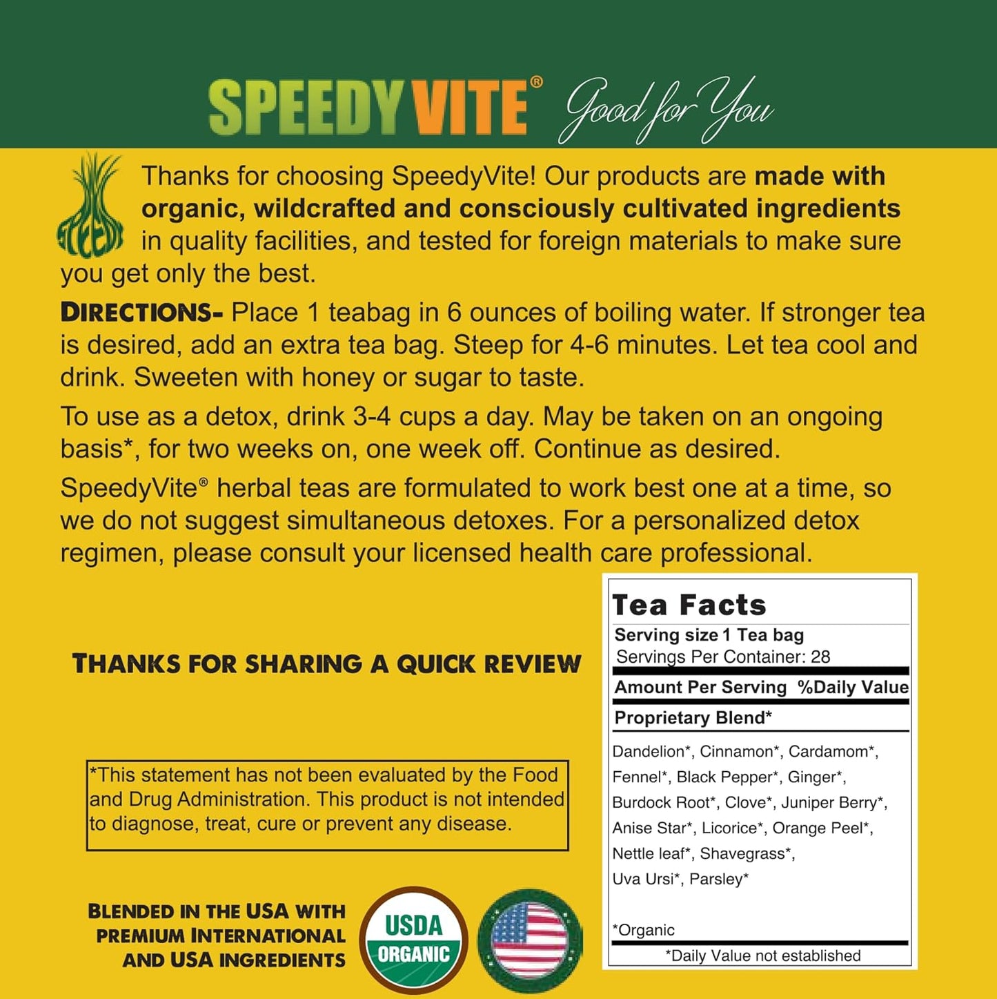 Organic Liver Detox Tea with Dandelion Leaf, Fennel, Ginger | Cleanses Liver & Gallbladder (28 Teabags)