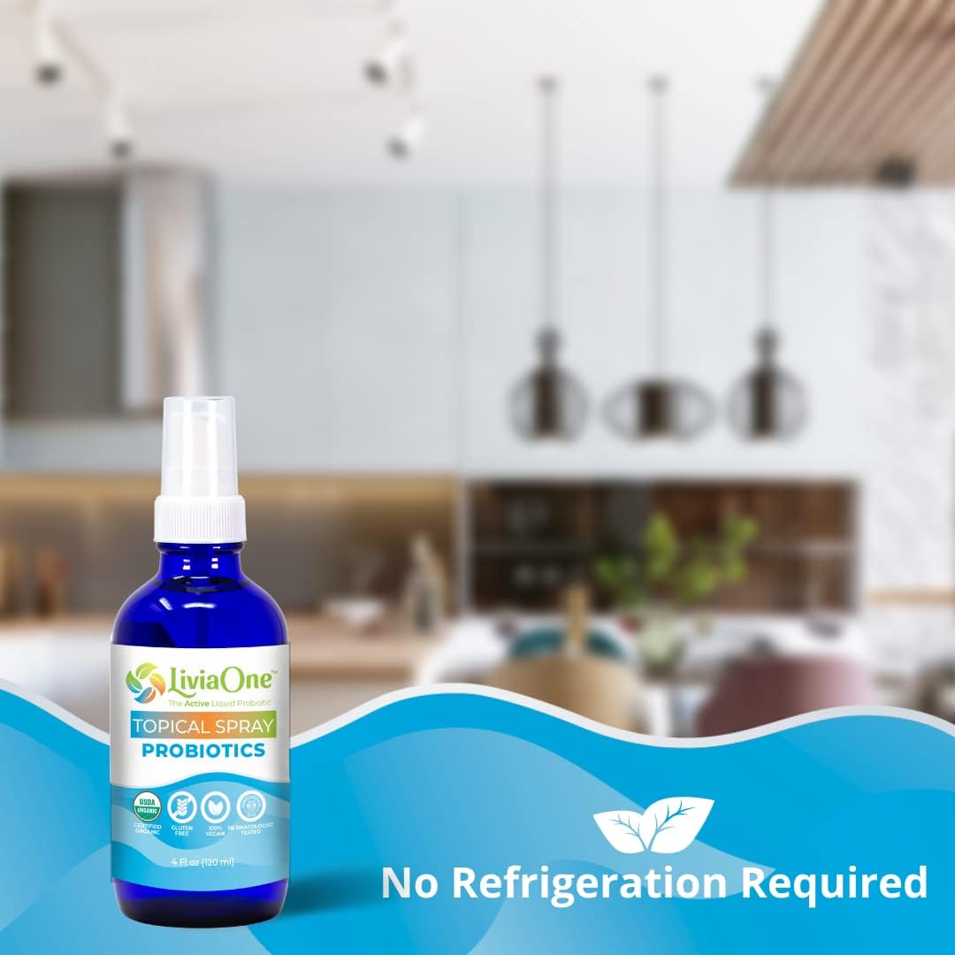 Organic LiviaOne Probiotic Skin Health Serum with Lactobacillus Acidophilus for Gut and Immune Support - Vegan, Non-GMO, Gluten Free - 4 Fl Oz