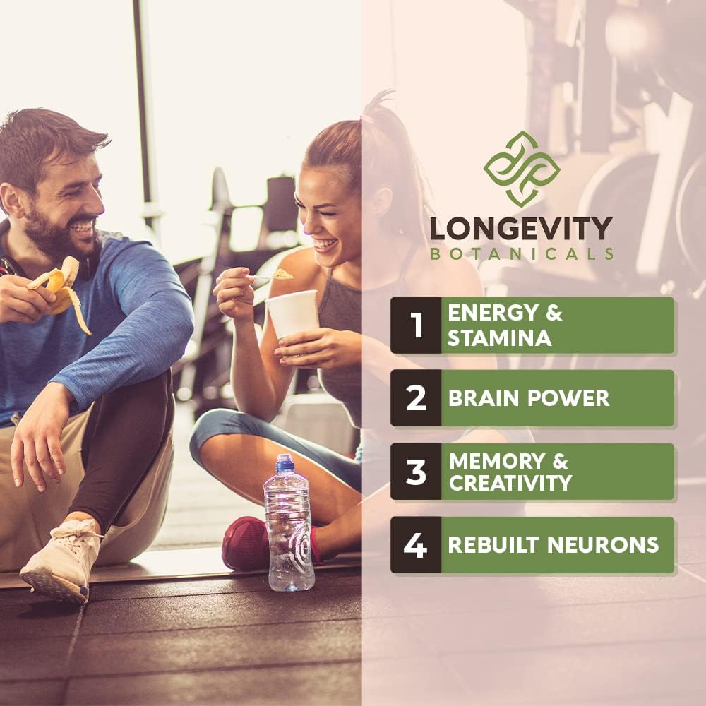 Organic Longevity Botanicals Super Six Mushroom Capsules - Enhanced Well-Being and Vitality - 100% Fruiting Body - 90 Capsules