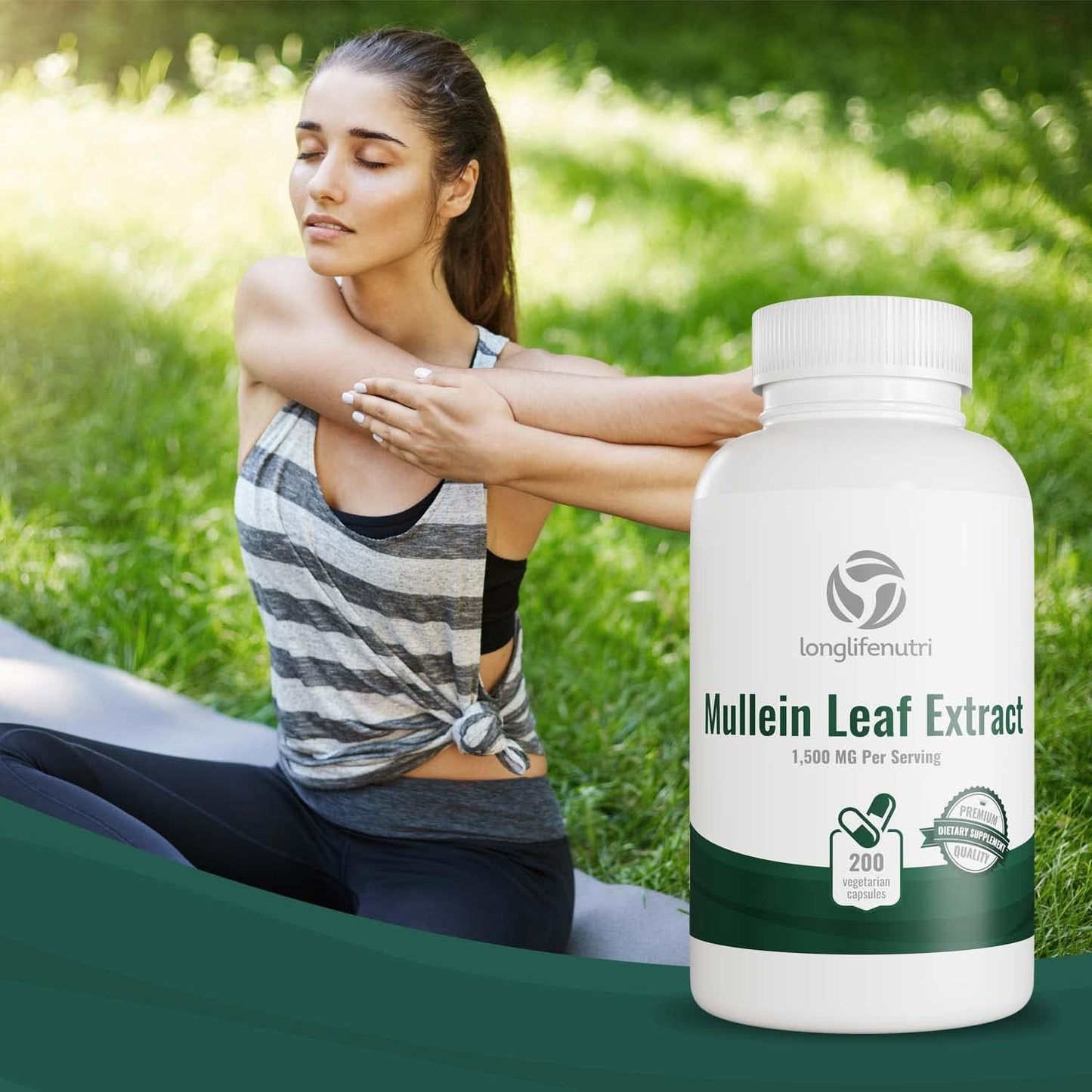 Organic LongLifeNutri Mullein Leaf Extract Capsules - 3000mg, 10:1 Concentration, 200 Vegetarian Capsules, Respiratory Support Supplement, 2-Month Supply, Non-GMO, Lab-Tested, USA-Made