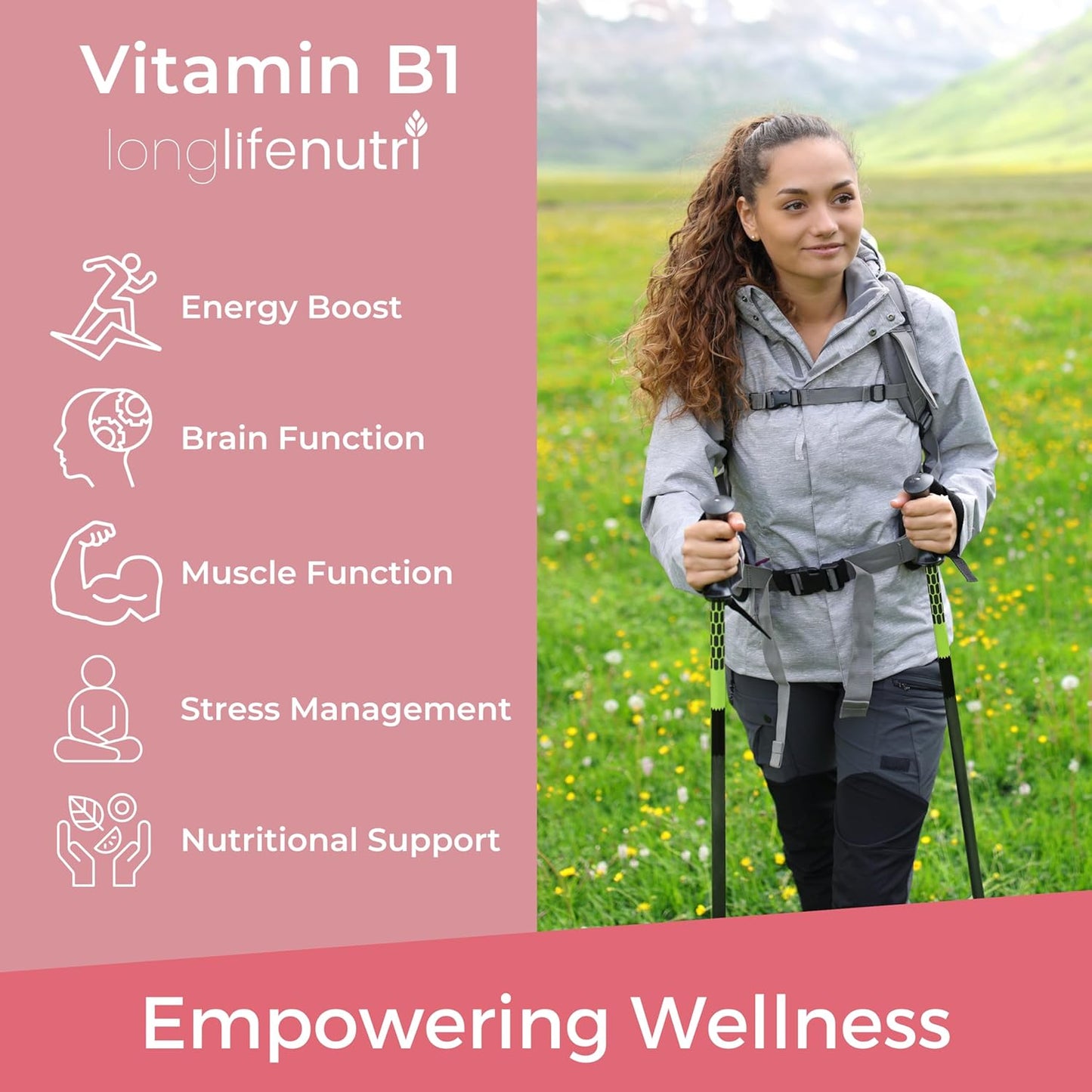 Organic LongLifeNutri Vitamin B1 Liquid Drops - Thiamine Mononitrate Supplement for Energy & Nerve Health, Fast Absorption, 4 FL OZ, 5-Month Supply, Lab Tested - USA Made