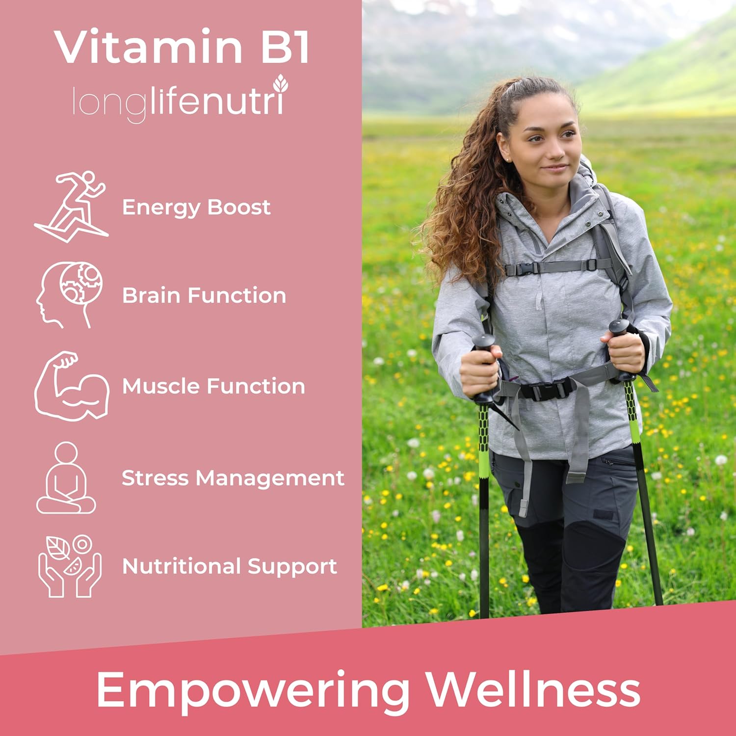 Organic LongLifeNutri Vitamin B1 Liquid Drops - Thiamine Mononitrate Supplement for Energy & Nerve Health, Fast Absorption, 4 FL OZ, 5-Month Supply, Lab Tested - USA Made