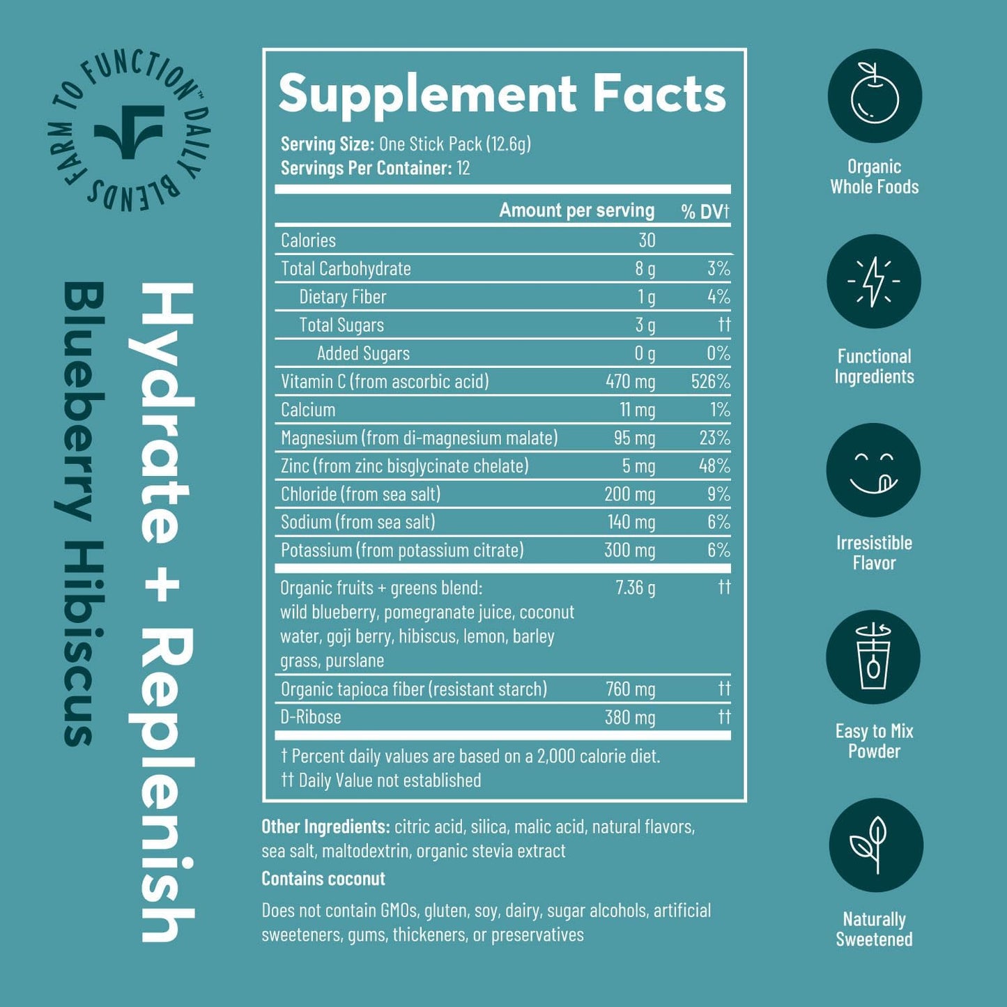 Organic Low Sodium Electrolyte Drink Mix with Natural Ingredients - Blueberry Hibiscus Flavor - No Sugar Added for Rapid Hydration and Energy Boost - BoostGo Australia