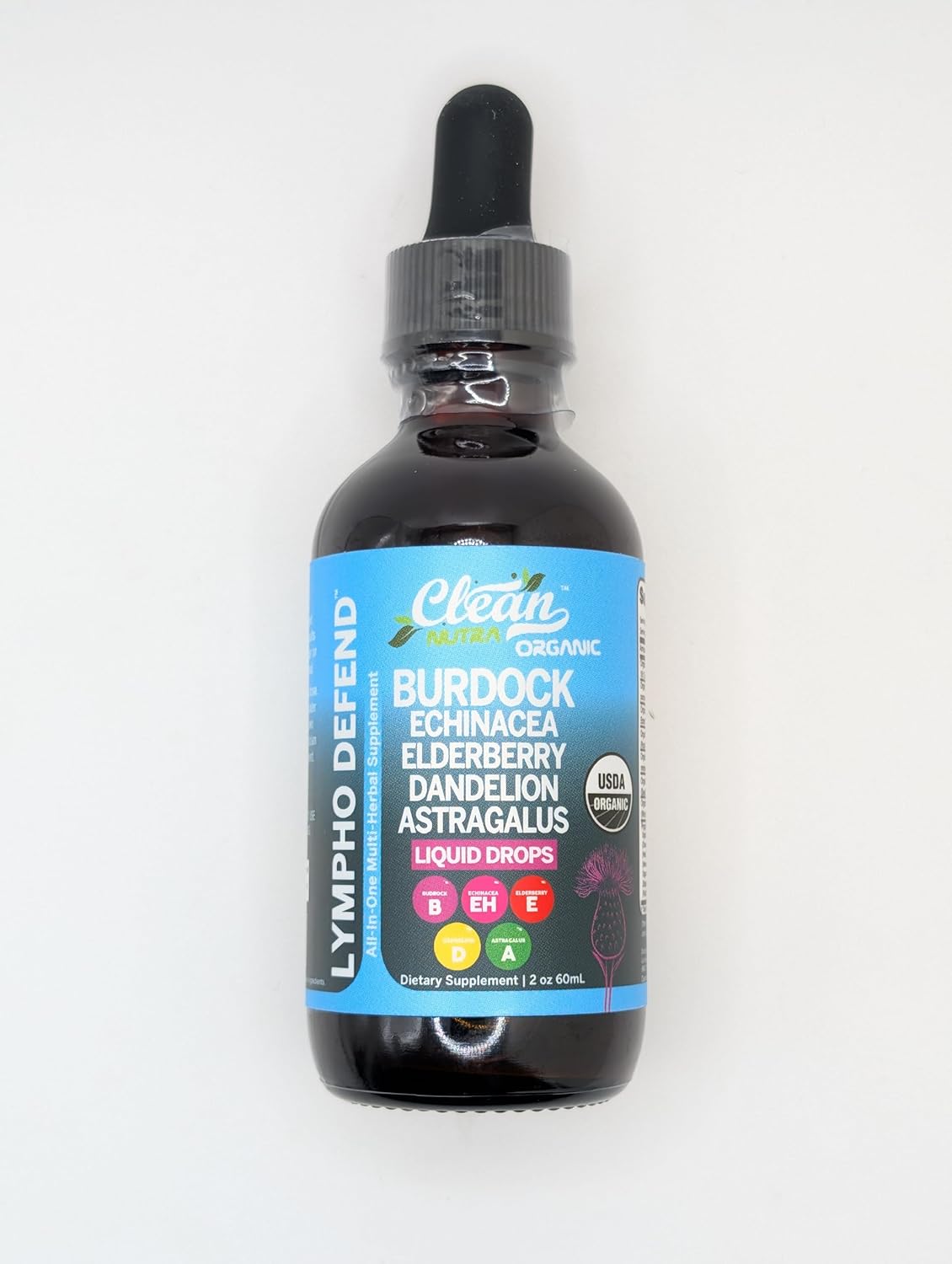 Organic Lymphatic Drainage Drops Supplement with Burdock Root, Elderberry, and Milk Thistle for Immune Support - Clean Nutra
