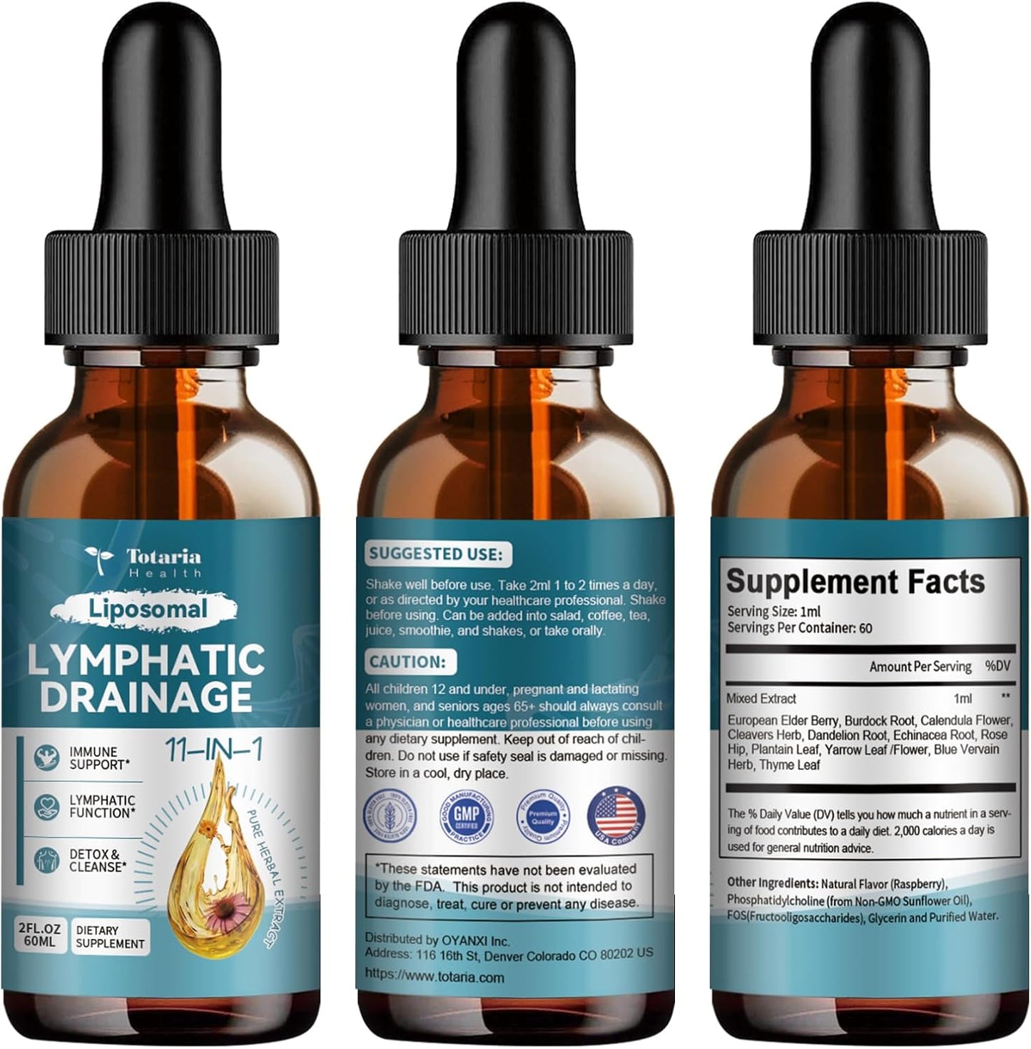 Organic Lymphatic Drainage Drops with 11 Herbs - Lymphatic Health Support Supplement 2 FL.OZ