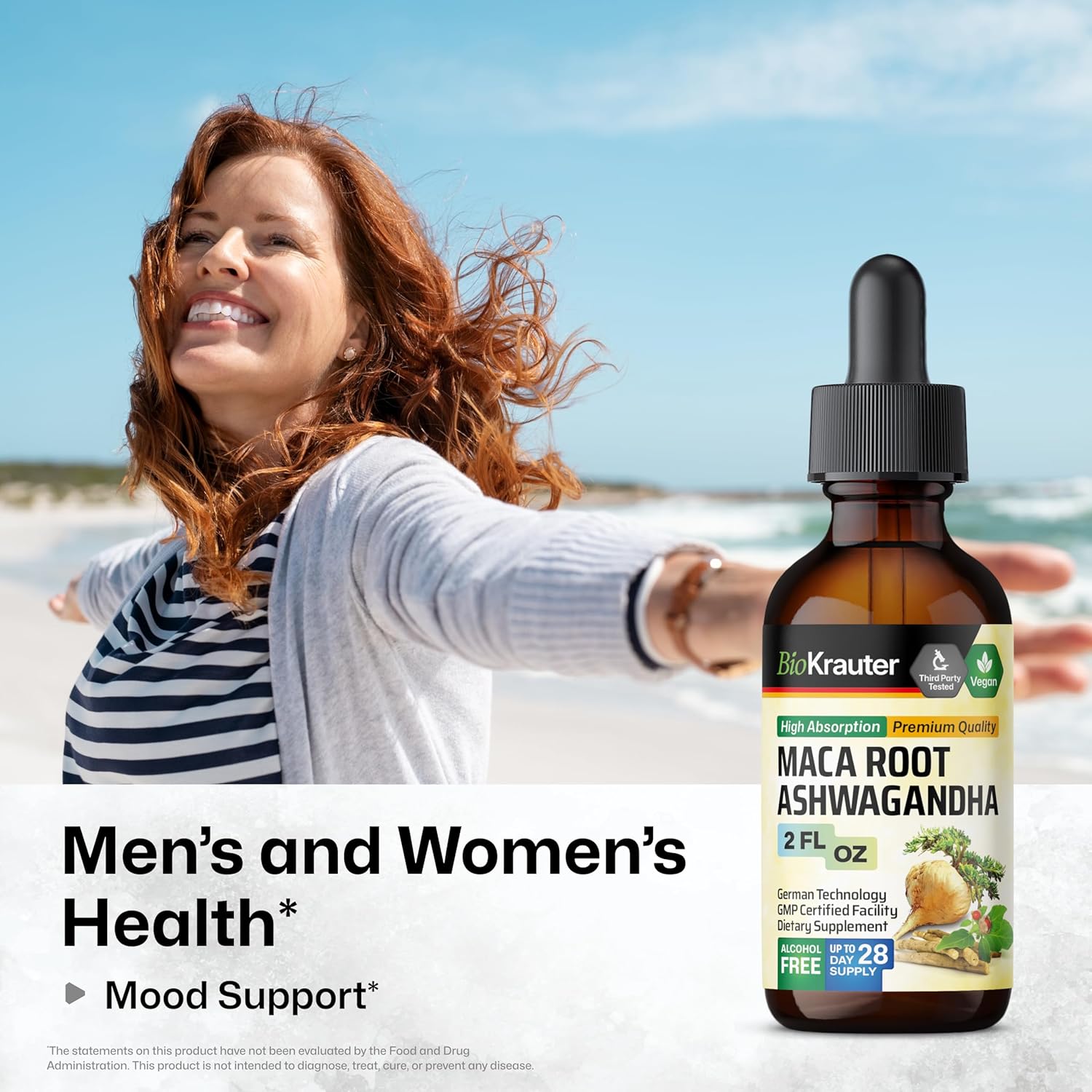 Organic Maca Ashwagandha and Ginseng Tincture Bundle - 2 Fl. Oz. Each