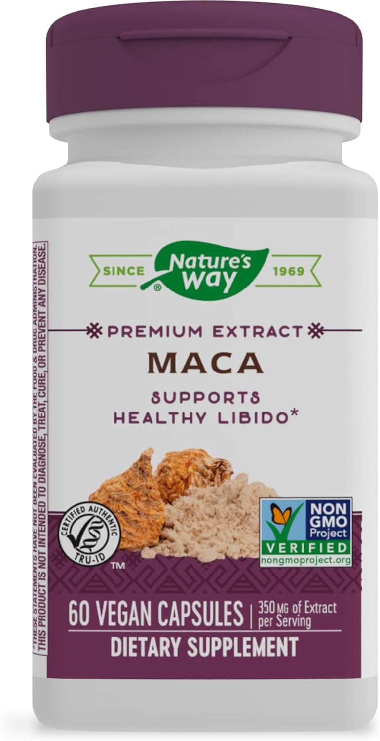 Organic Maca Extract Capsules with 0.6% Glucosinolates - 350mg per Serving, 60 Vegan Capsules