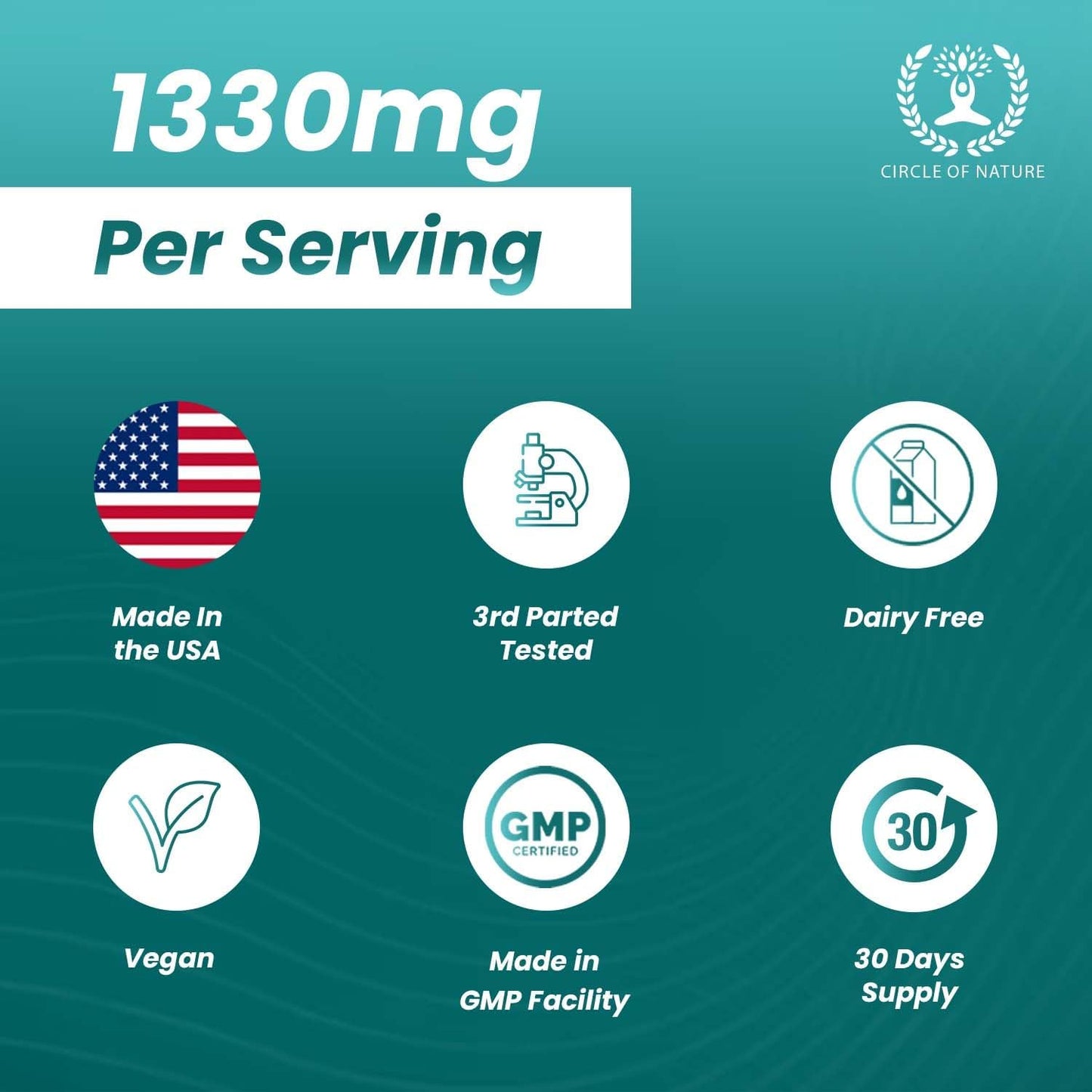 Organic Maca Root Ashwagandha & Mushroom Supplement with Lions Mane, Cordyceps, Reishi, Shiitake - Circle of Nature Blend