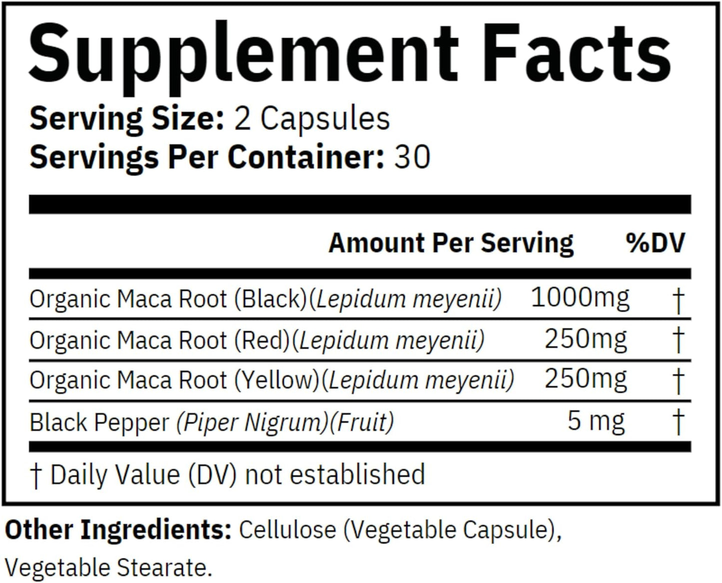 Organic Maca Root Blend Capsules - 60 Vegan Gelatinized Peruvian Maca Root - Non-GMO Reproductive Health Support - Natural Energy Boost - Made in USA