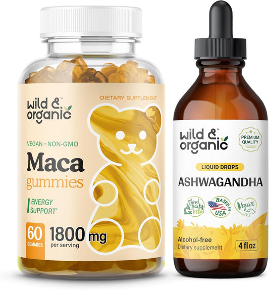Organic Maca Root Gummies and Ashwagandha Tincture - 4 fl oz Bottle