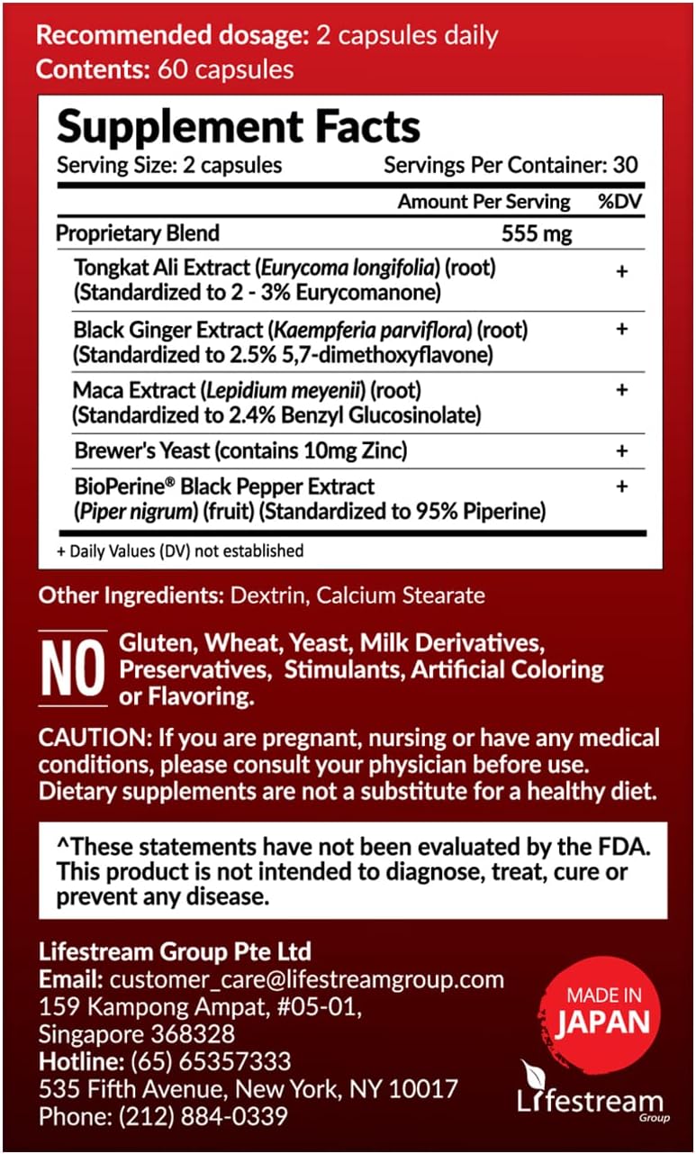 Organic MacaMaxima Supplement for Energy and Reproductive Health - Men and Women, Tongkat Ali, Black Ginger, Zinc, Black Pepper - Non-GMO, Vegan Formula - BoostGo Australia