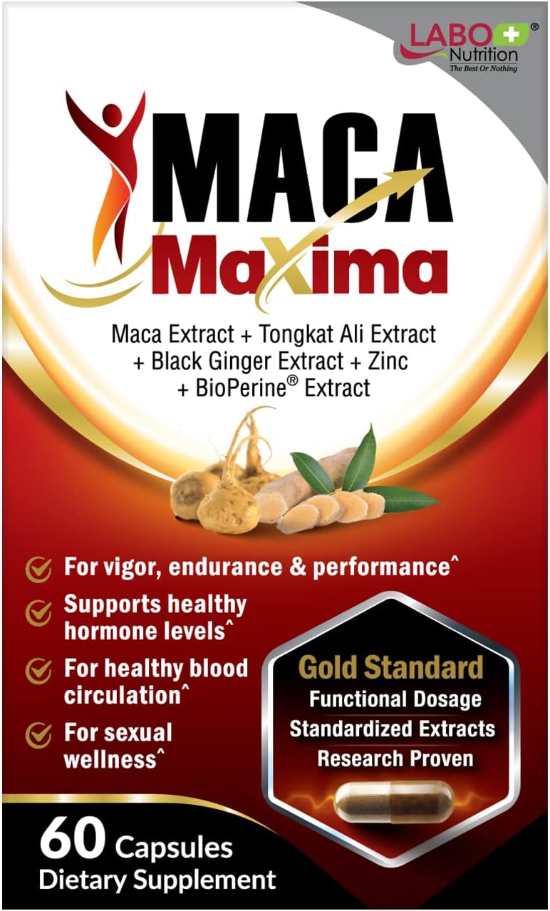 Organic MacaMaxima Supplement for Energy and Reproductive Health - Men and Women, Tongkat Ali, Black Ginger, Zinc, Black Pepper - Non-GMO, Vegan Formula - BoostGo Australia