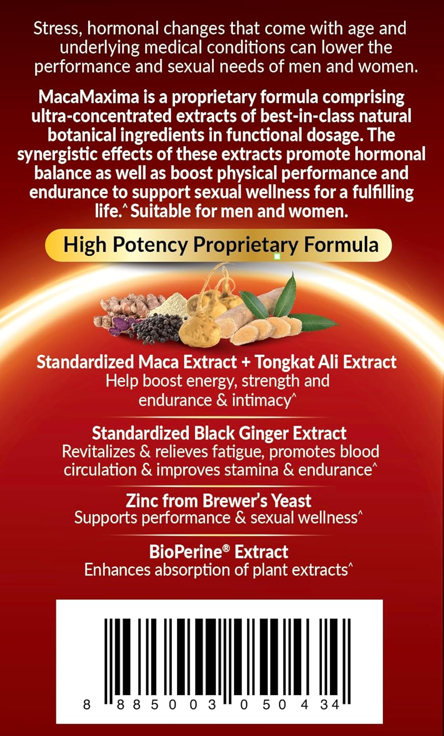 Organic MacaMaxima Supplement for Energy and Reproductive Health - Men and Women, Tongkat Ali, Black Ginger, Zinc, Black Pepper - Non-GMO, Vegan Formula - BoostGo Australia