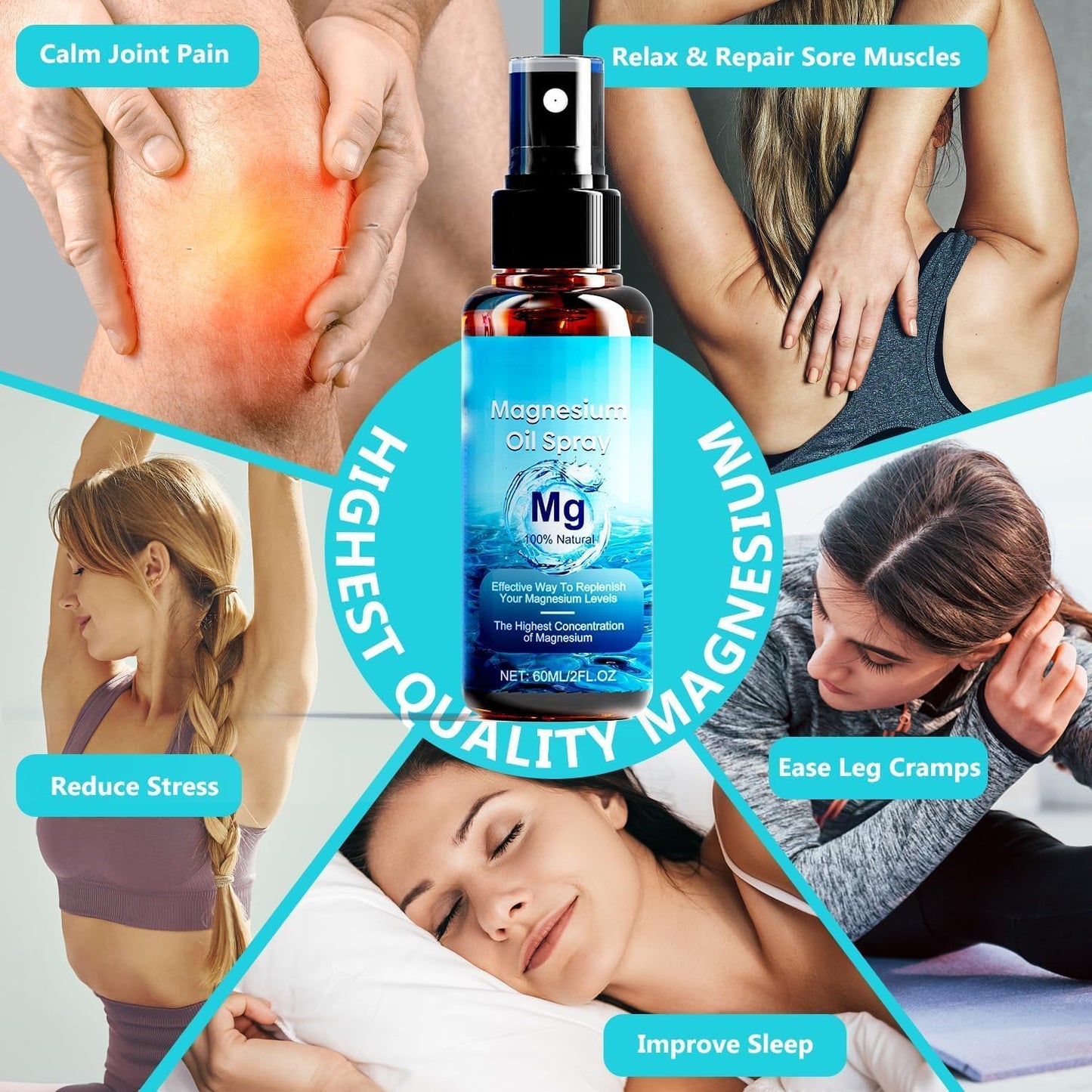 Organic Magnesium Oil Spray for Calm Sleep and Relaxation, Extra Strength, Easy Absorption, Foot and Sleep Spray