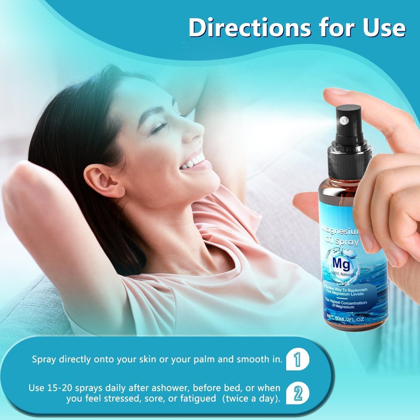 Organic Magnesium Oil Spray for Calm Sleep and Relaxation, Extra Strength, Easy Absorption, Foot and Sleep Spray