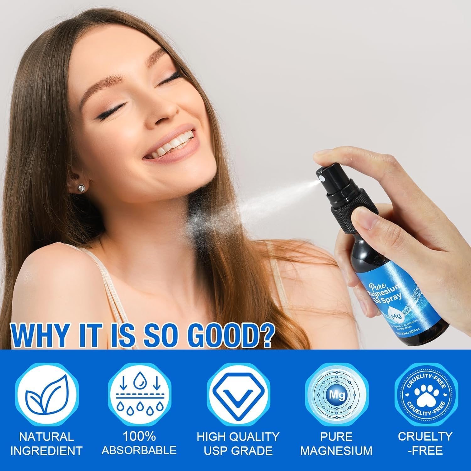 Organic Magnesium Oil Spray for Feet | 100% Pure & Natural | Easy Absorption | 2-Pack Glass Bottles