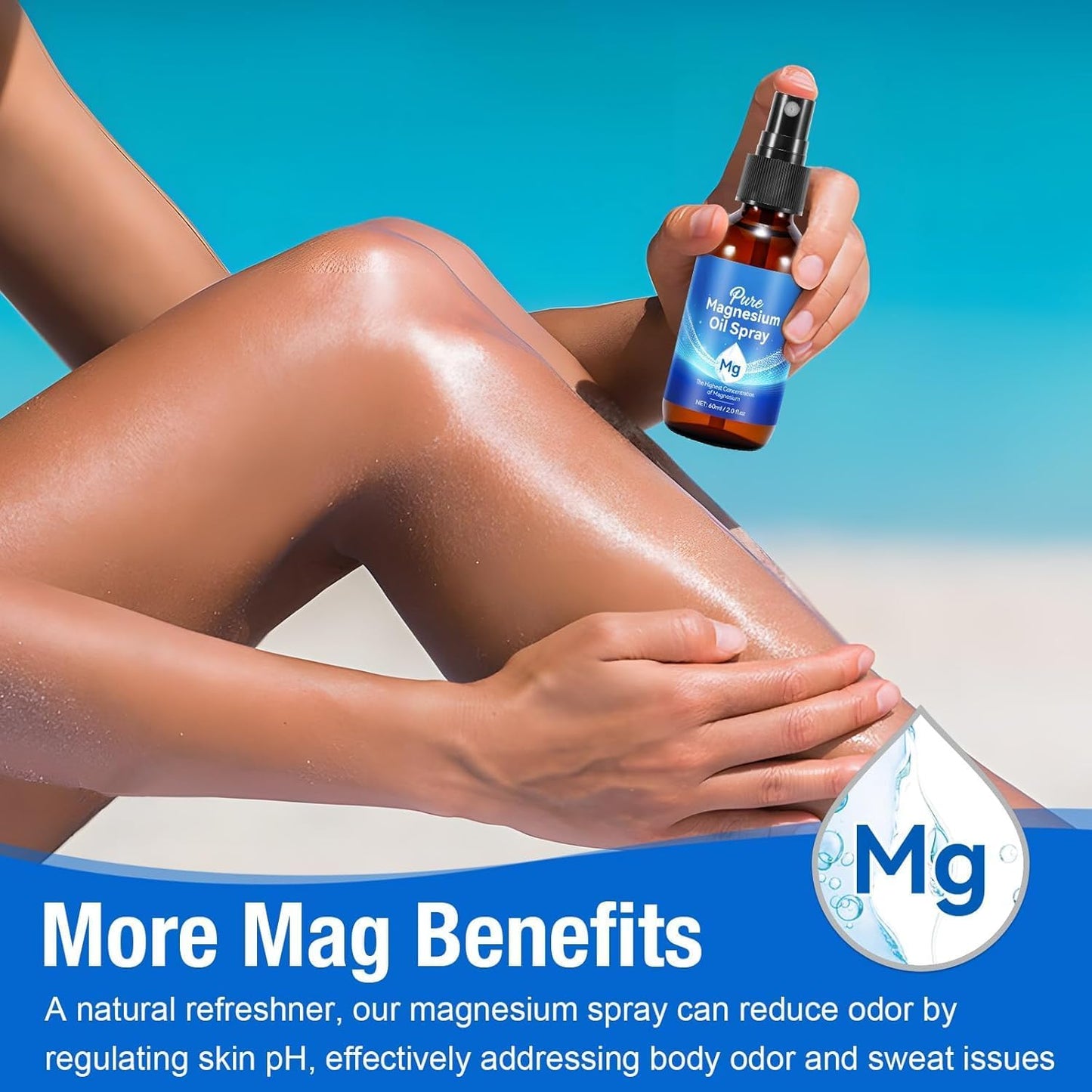 Organic Magnesium Oil Spray for Feet | 100% Pure & Natural | Easy Absorption | 2-Pack Glass Bottles