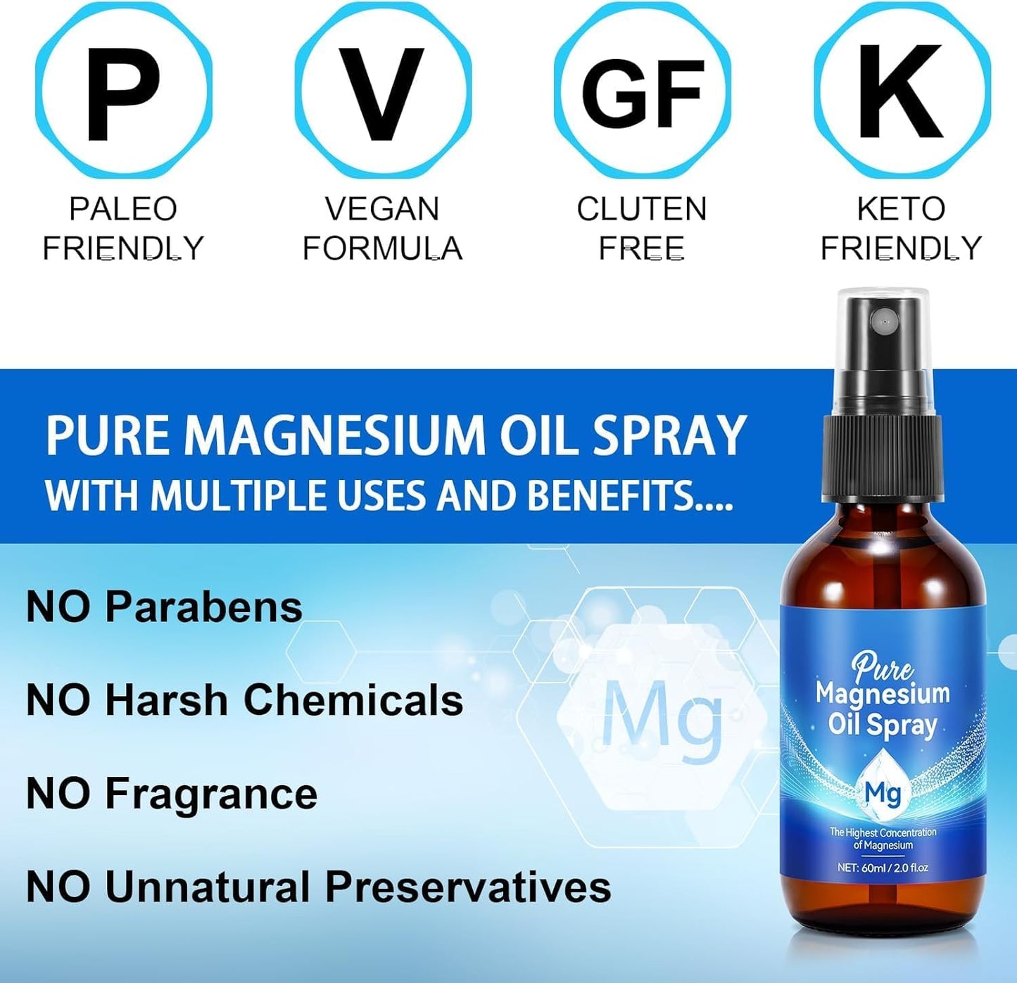 Organic Magnesium Oil Spray for Feet | 100% Pure & Natural | Easy Absorption | 2-Pack Glass Bottles