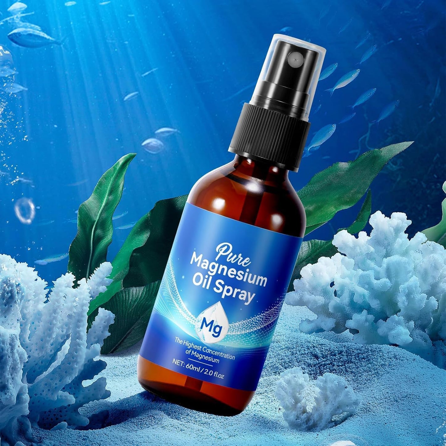 Organic Magnesium Oil Spray for Feet | 100% Pure & Natural | Easy Absorption | 2-Pack Glass Bottles