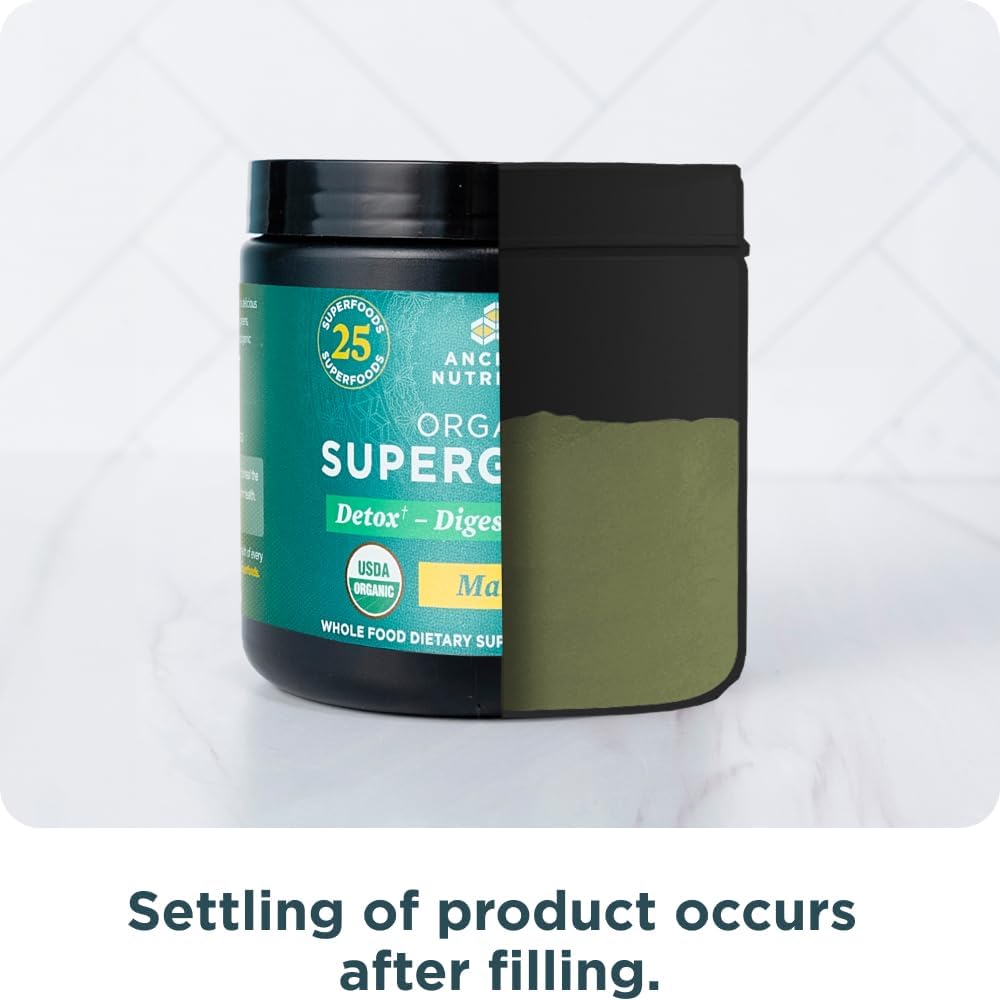 Organic Mango SuperGreens Powder with Probiotics for Digestive and Energy Support - 12 Servings
