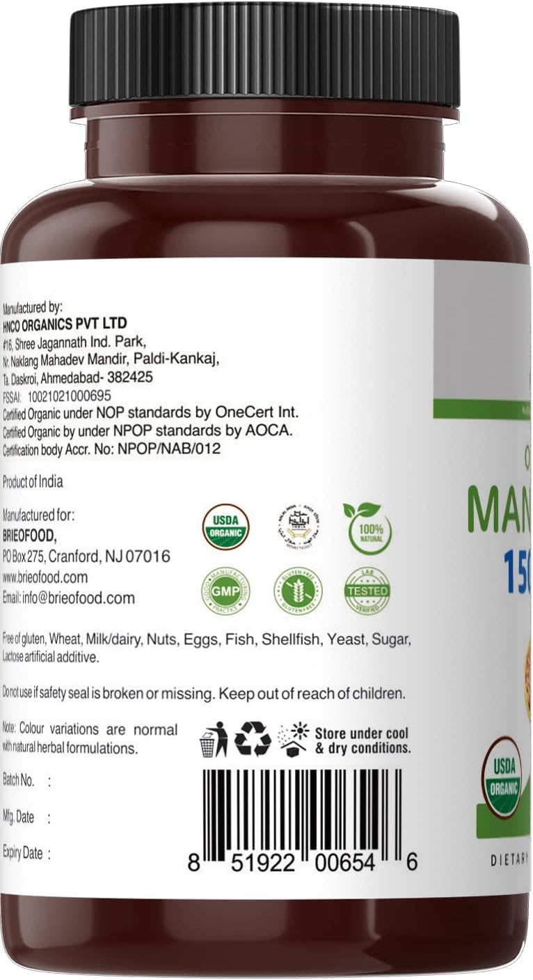 Organic Manjistha 1500mg Tablets - 45 Servings, Vegetarian, Gluten Free