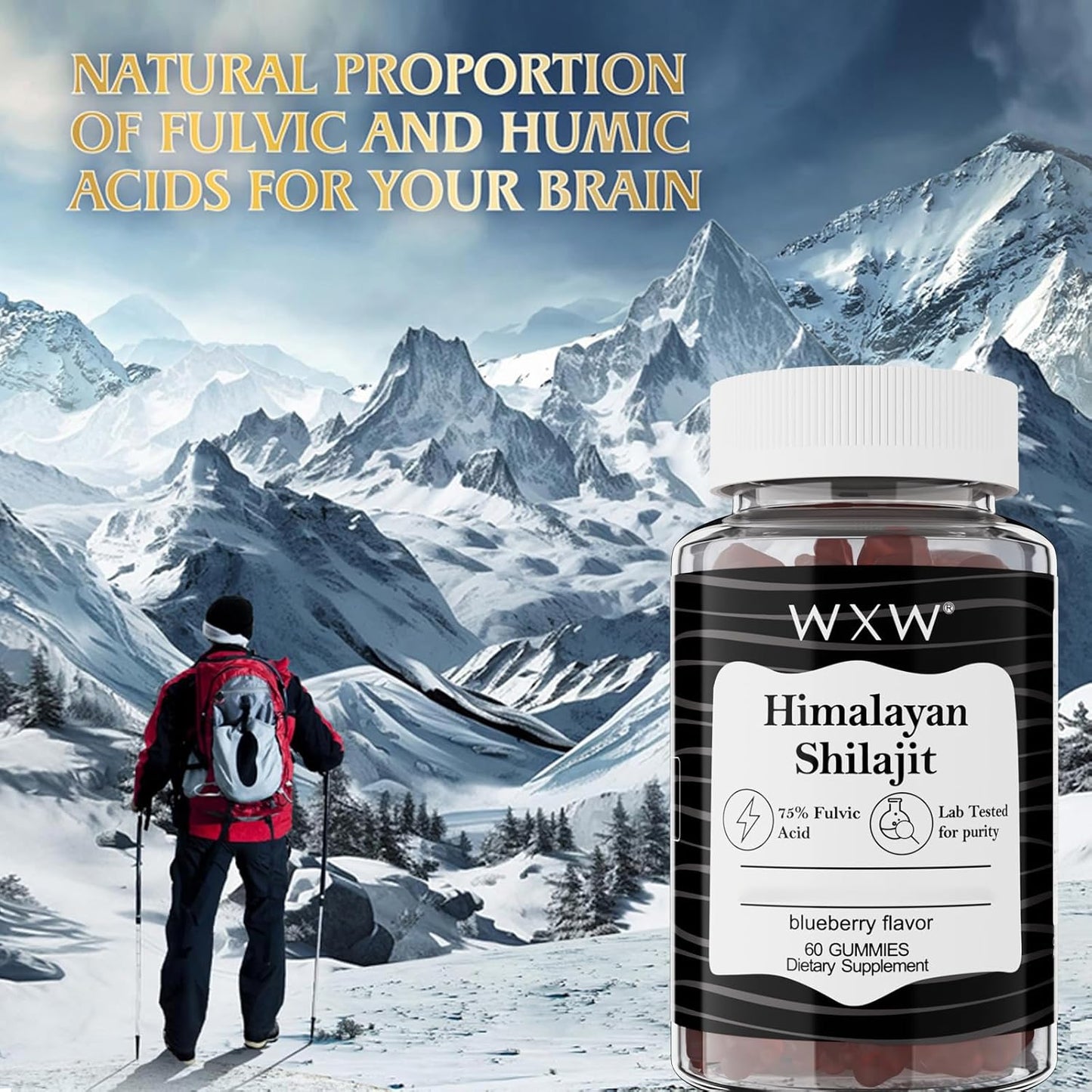 Organic Manuka Honey MGO +263 High Potency Shilajit Gummies with 85+ Trace Minerals & 75% Fulsive Acid - 120 Gummies