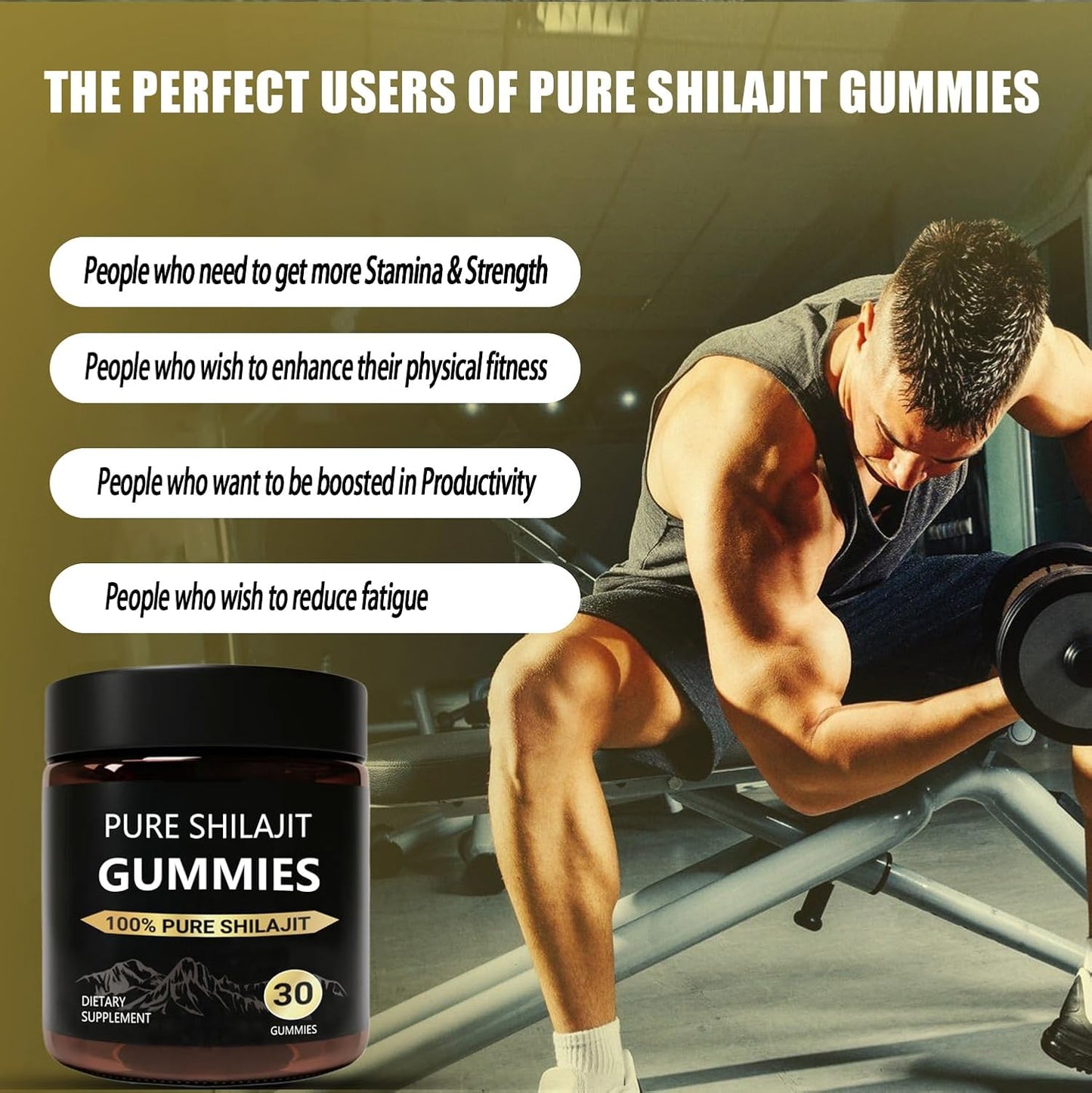 Organic Manuka Honey Sweetened Shilajit Gummies for Men - Pure Himalayan Supplement (30ct)