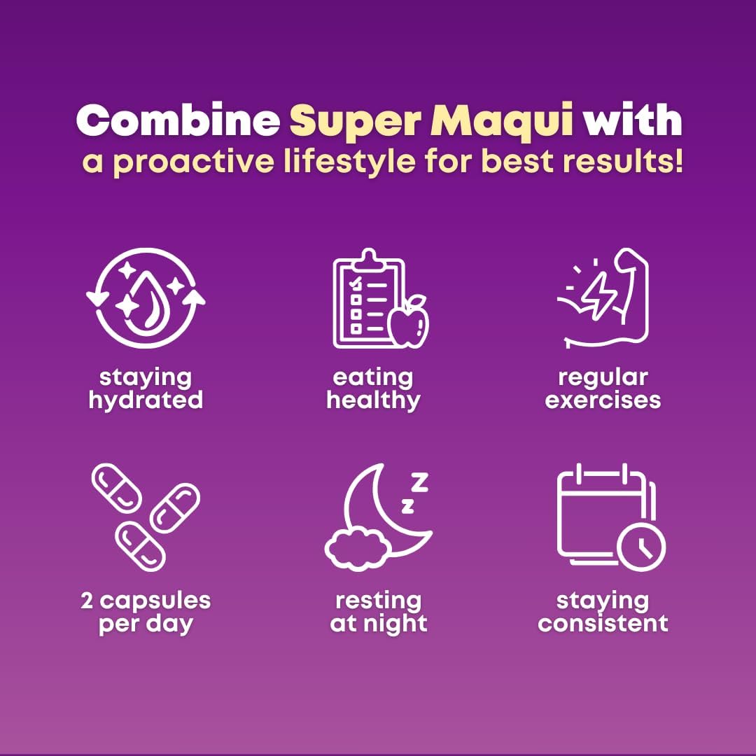 Organic Maqui Berry Capsules with Superfood Powder - Elderberry, Cranberry, Pomegranate, Acai - Supports Dry Eyes, Gut Health, and Skin - 60 Vegan Capsules, Non GMO, Gluten Free