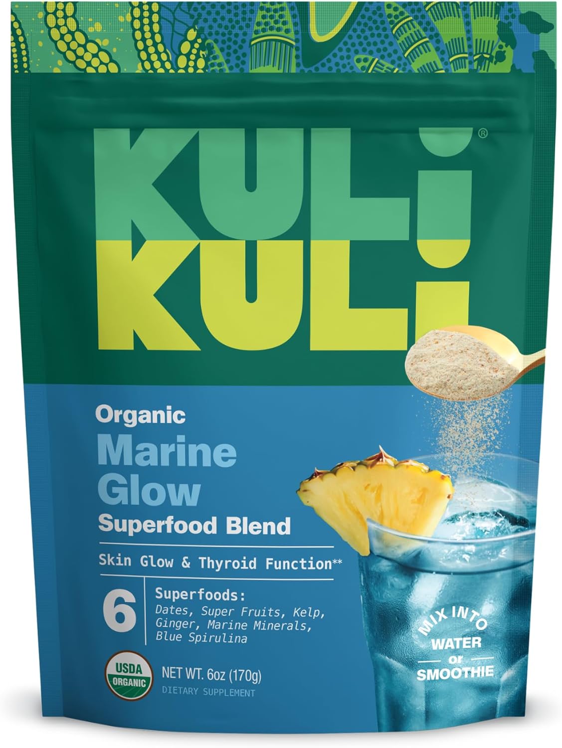 Organic Marine Glow Superfood Blend by KULI KULI - 6 Ounces