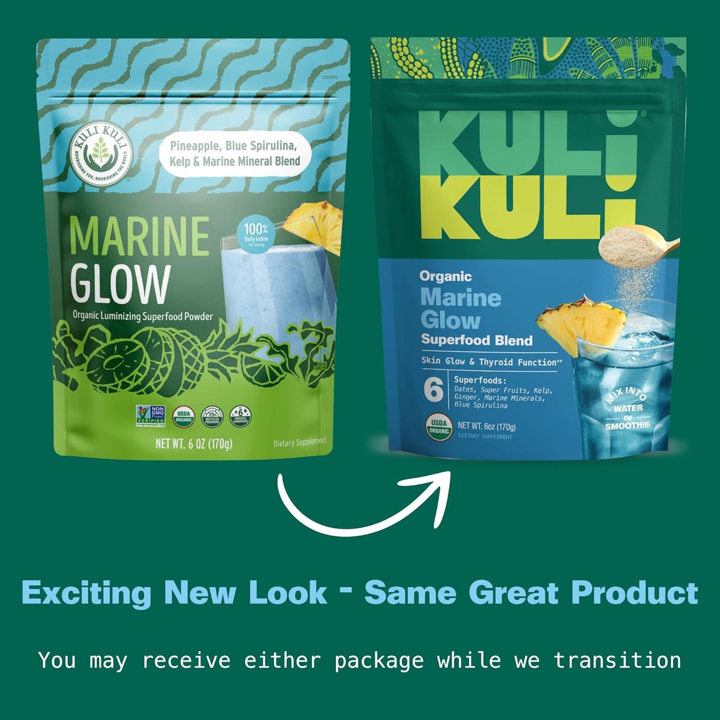 Organic Marine Glow Superfood Blend by KULI KULI - 6 Ounces