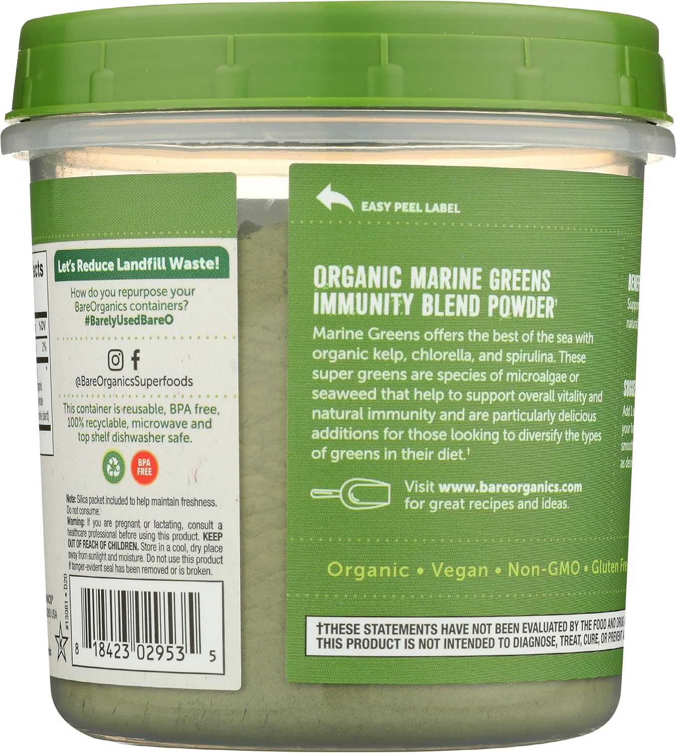Organic Marine Super Greens Powder | Gluten-Free Vegan Blend with Kelp, Chlorella, Spirulina | 8oz Jar - BoostGo Australia