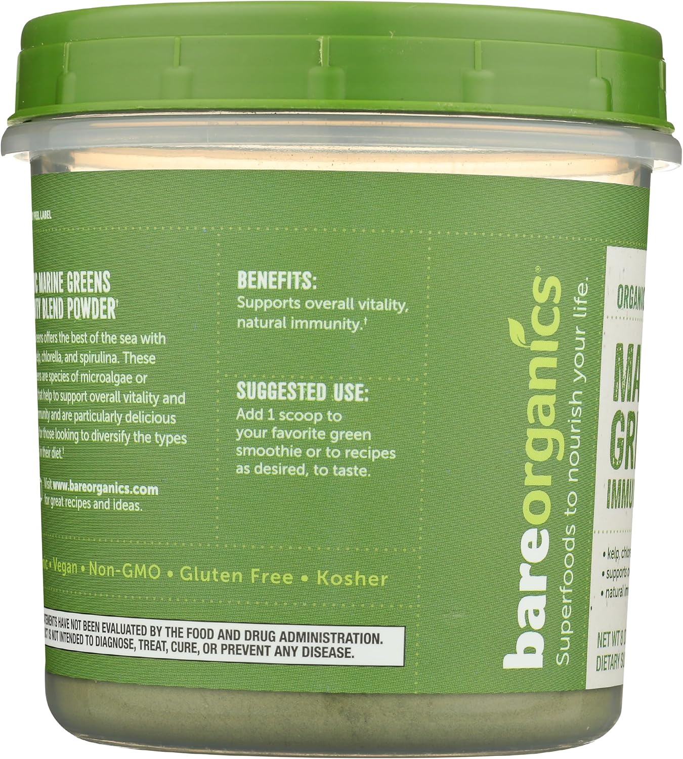 Organic Marine Super Greens Powder | Gluten-Free Vegan Blend with Kelp, Chlorella, Spirulina | 8oz Jar - BoostGo Australia