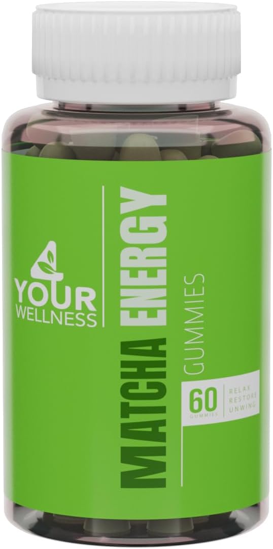 Organic Matcha Green Tea Energy Gummies with Vitamin B12, B3, and CoQ10 - Vegan, Gluten-Free, Non-GMO, Kosher - Natural Energy Boost (60 Count) - BoostGo Australia